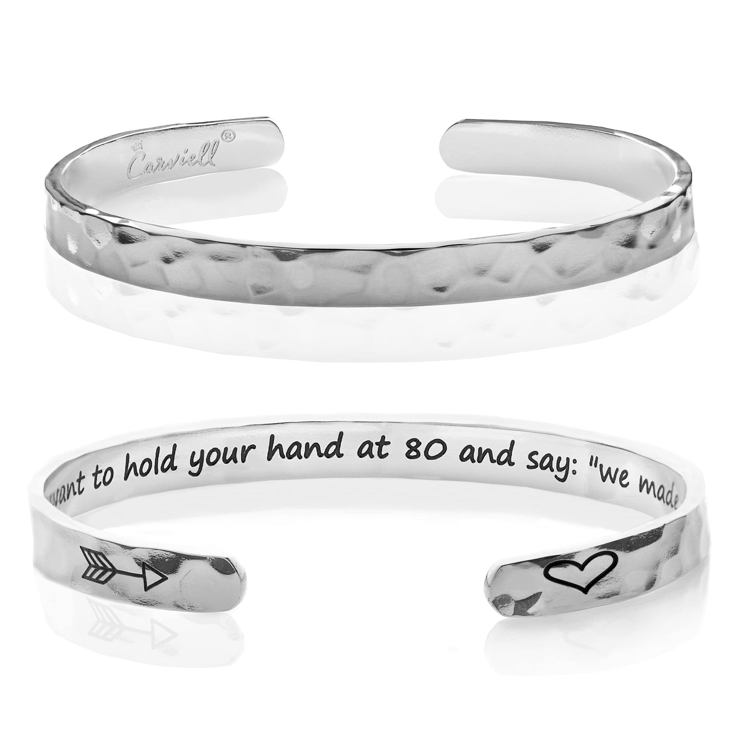 Carviell Personalized Bracelet, Gifts for Wife From Husband, Gifts for Girlfriend Birthday Gift for Her, I Love You, Stainless Steel Bangle Jewelry
