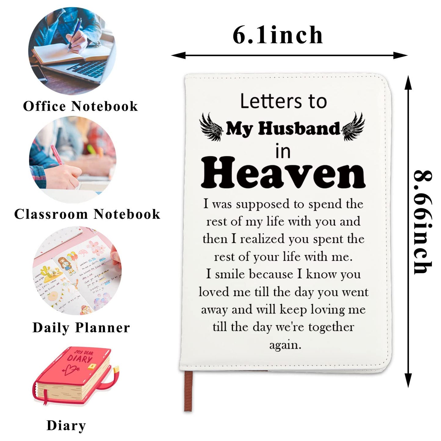 PLITI In Memory Of Husband Gift For Wife Loss of Husband Sympathy Gift Memorial Gift To My Husband In Heaven Journal Notebook (Husband in Heaven JN)