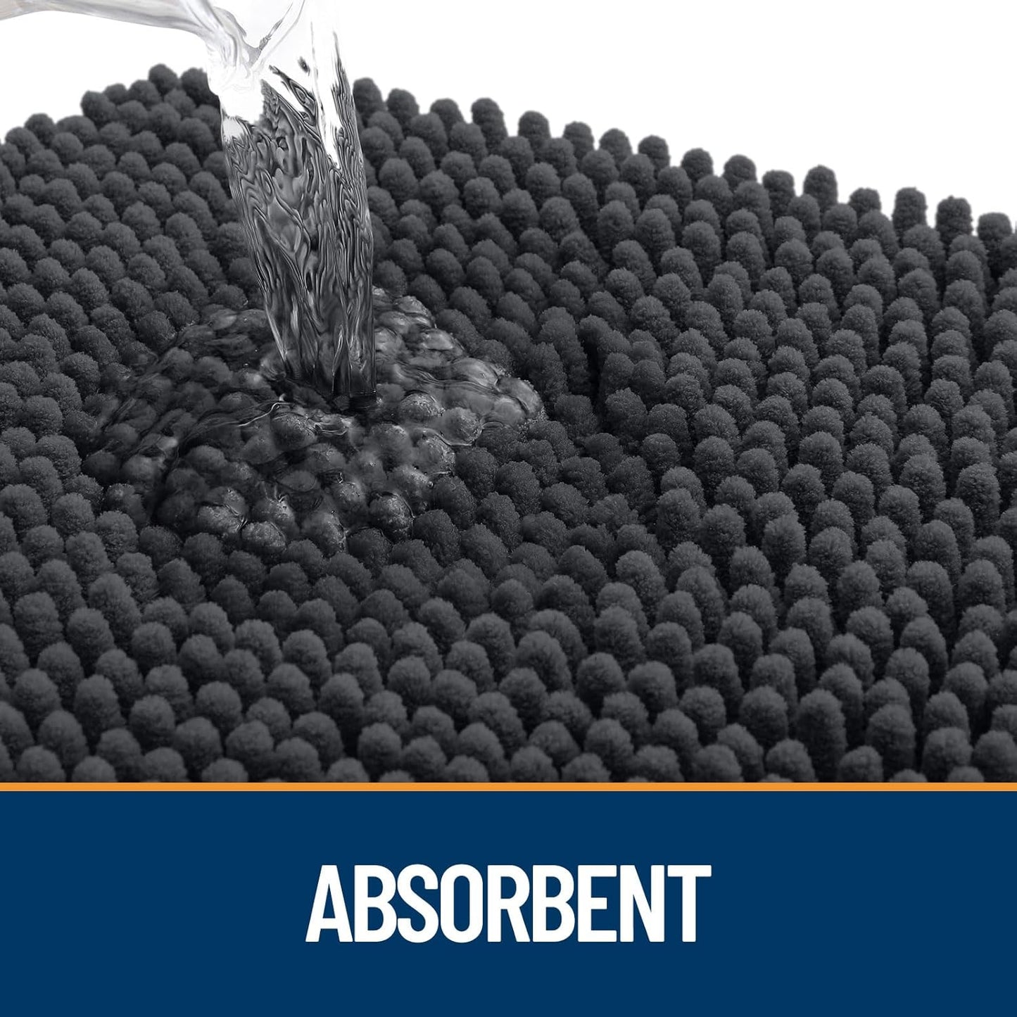 OLANLY Dog Door Mat - Absorbent Non-Slip Chenille Mat for Muddy Paws | 59x32, Dark Grey Indoor Entryway Carpet