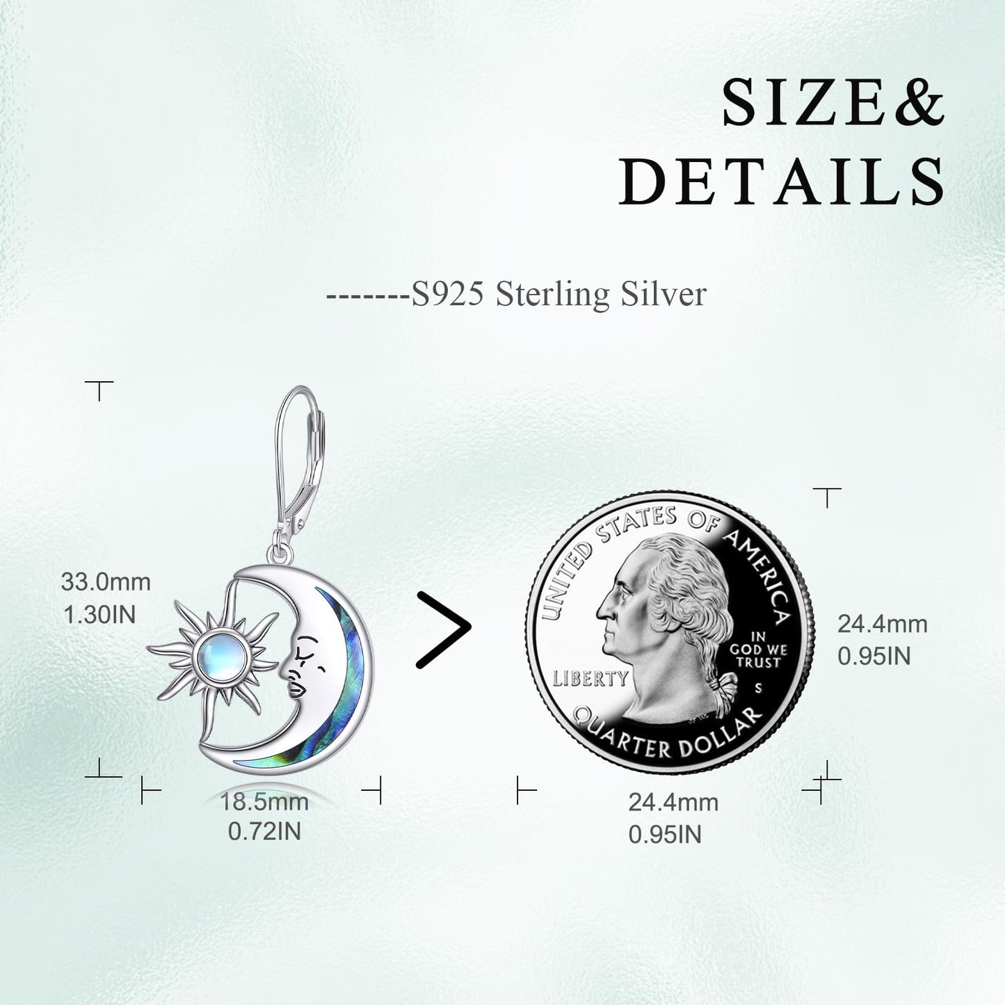 AOBOCO Sun Moon Earrings for Women Sterling Silver Moonstone Shell Earrings Jewelry Mothers Day Birthday Gifts for Mom Friends (Sun Moon Earrings)