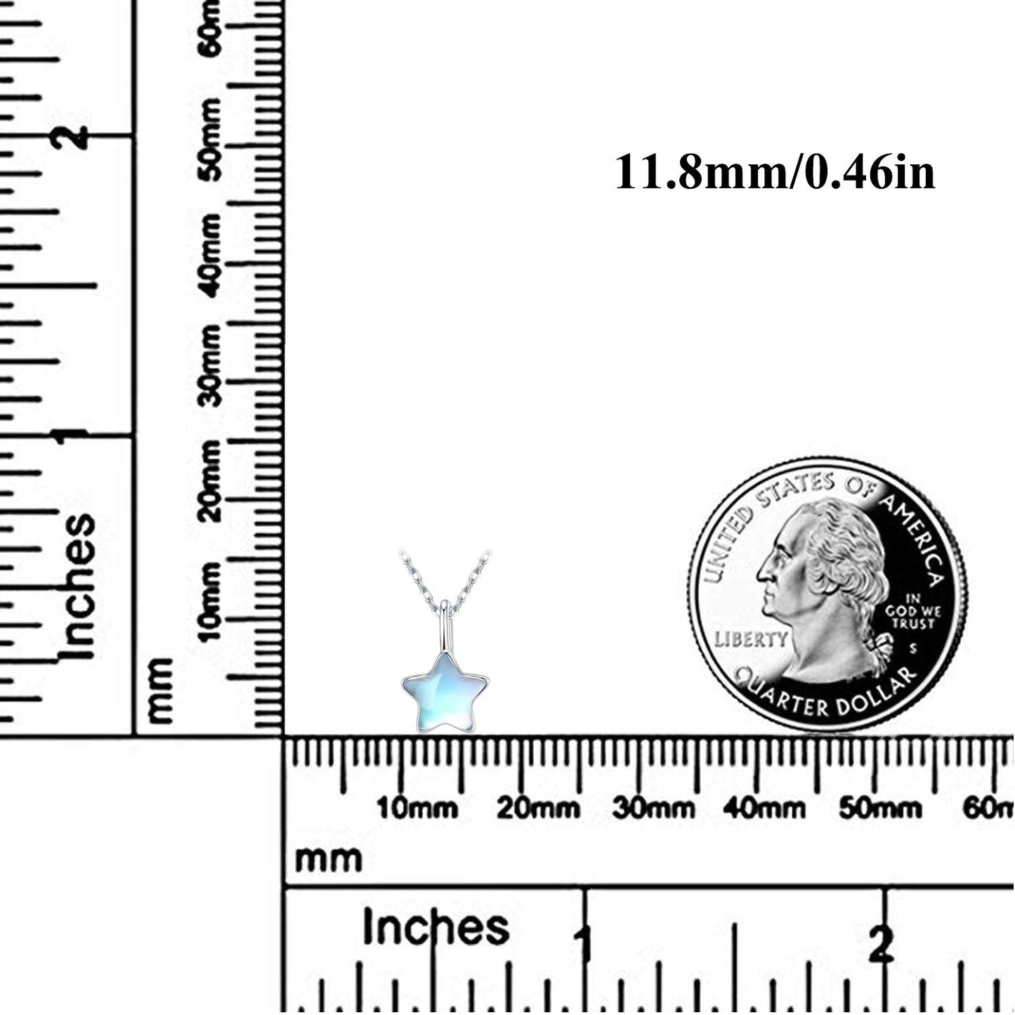 CUOKA MIRACLE Mothers Day Gift Moonstone Star Necklace 925 Sterling Silver Rainbow Moonstone Choker Pendant Celestial Jewelry for Women Hypoallergenic Gift Birthday