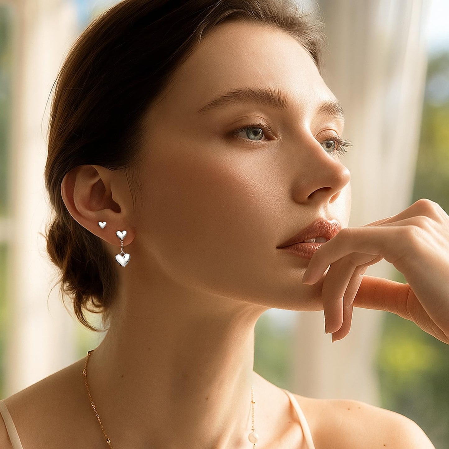 Best Valentine Gifts Heart Earring Sets for Women, S925 Sterling Silver Heart Dangle Stud Hoop Earring Set for Multiple Piercing, Valentines Day Earrings, Valentine Jewelry Gifts for Wife Mom Girlfriend Friend