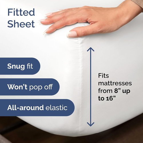 CGK Unlimited Queen Size 4-Piece Sheet Set - Soft Cotton with 2 Queen Size Bed Pillows