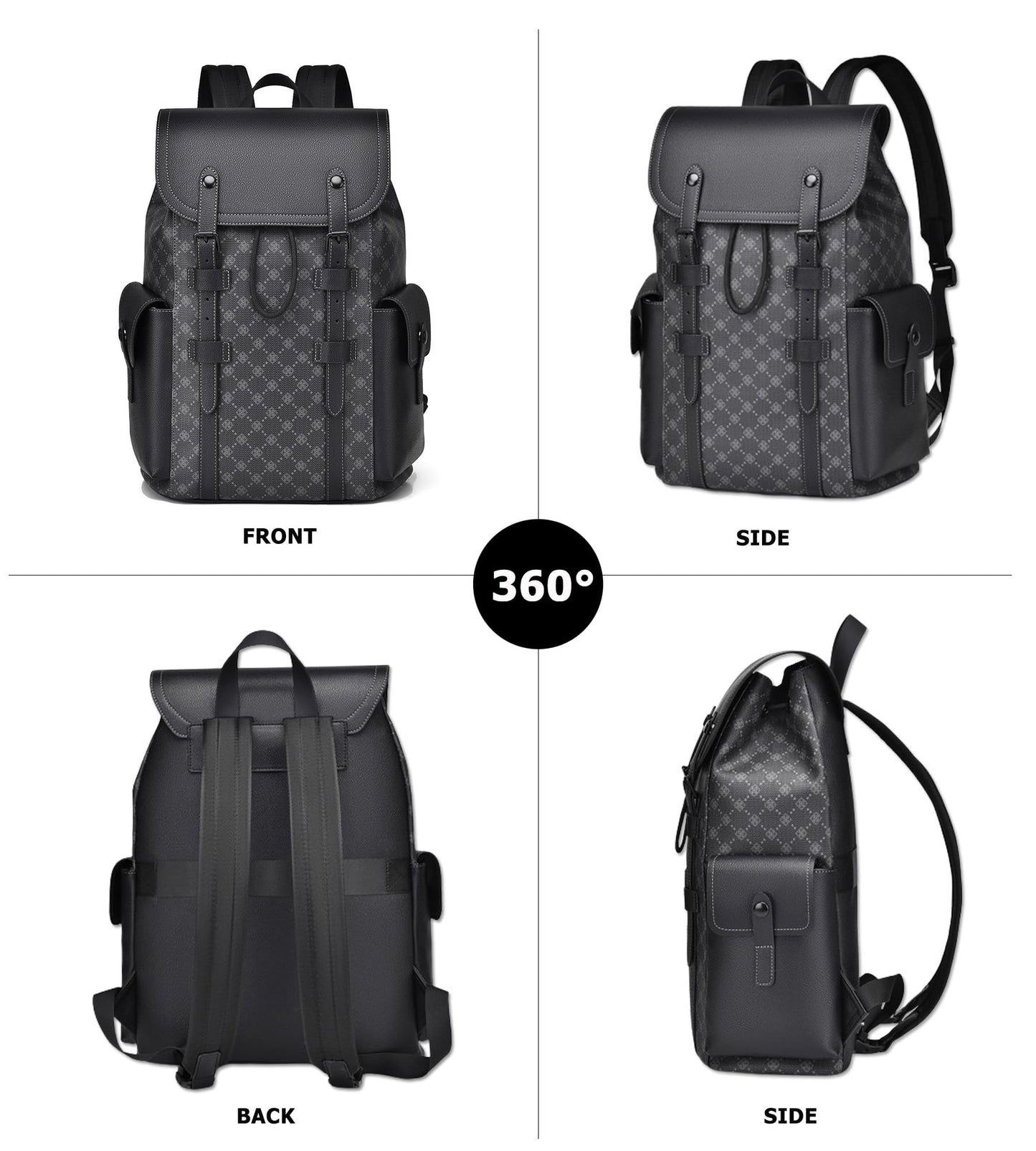 KingTo Laptop Backpack for Men Luxury Anti-Theft Travel Backpack Casual Business Waterproofing Computer Bag (A-Black-1)