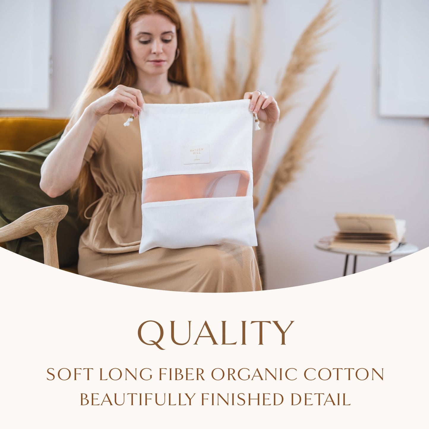 Hayden Hill Luxury Organic Cotton Dust Bags For Handbags - 3 Pack Small - 15" Purse Dust Bags, Shoes and Handbag Covers For Storage - Carbon Neutral Protector Dustbags