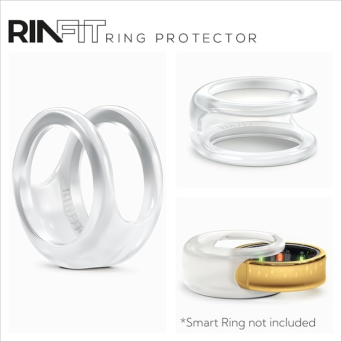 Rinfit Smart Ring Protector - Silicone Ring Enhancer for Active Lifestyle and Gym - StyleFit U.S. Design Patent - Frosted, Size 8