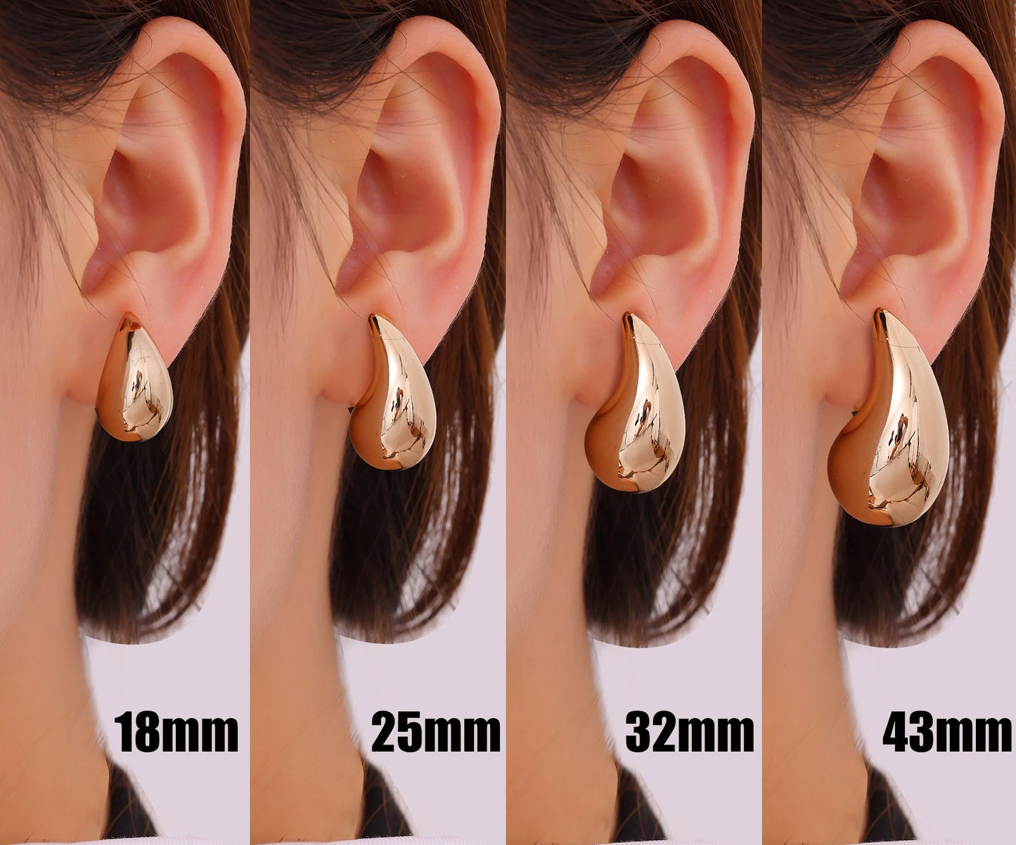 Gacimy 14K Rose Gold Plated Teardrop Earrings Dupes for Women, Chunky Drop Earrings for Women with 925 Sterling Silver Post, 1.2Inches Rosegold