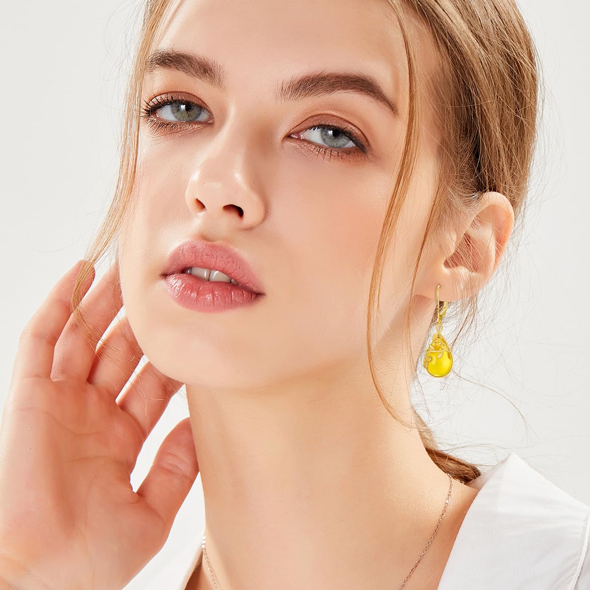 VONALA Amber Earrings 925 Sterling Silver Filigree Leaf Leverbak Earrings Teardrop Drop Dangle Dangling Earrings Jewelry Gift for Women