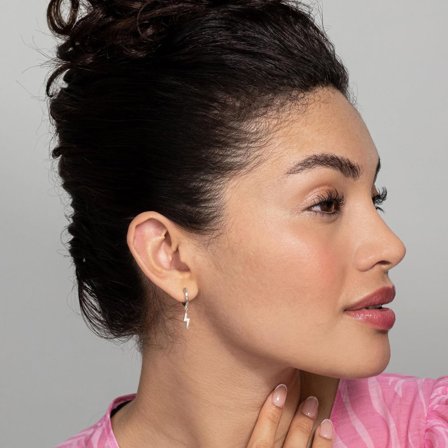 PAVOI 14K White Gold Plated S925 Sterling Silver Post Drop/Dangle Huggie Earrings for Women | Dainty Lightning Bolt Earrings