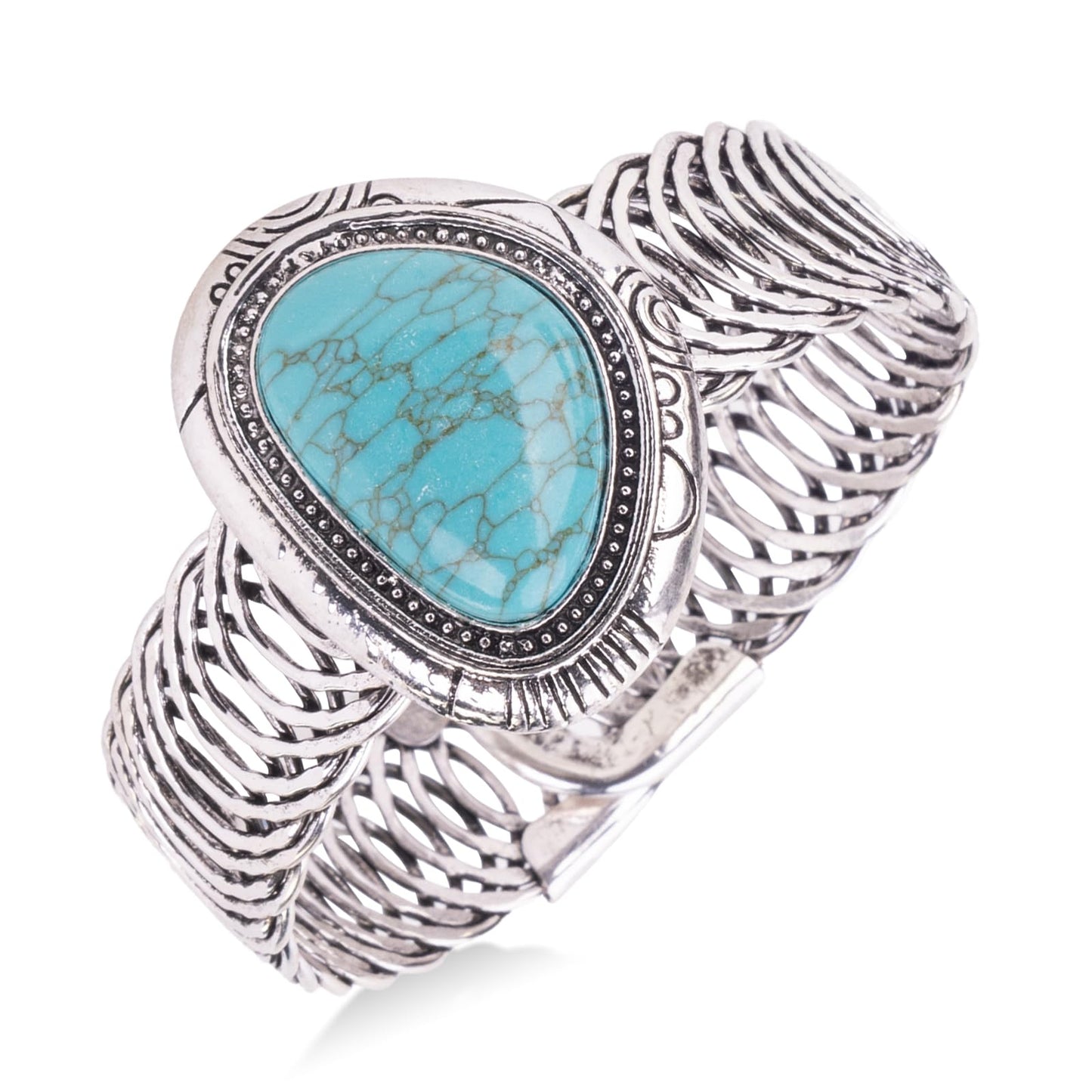 Montana West Rustic Couture's Jewelry Western Turquoise Cuff Bangle Bracelets Bohemian Vintage Elastic Bracelet for Women Cowgirl RCW-1006TQ
