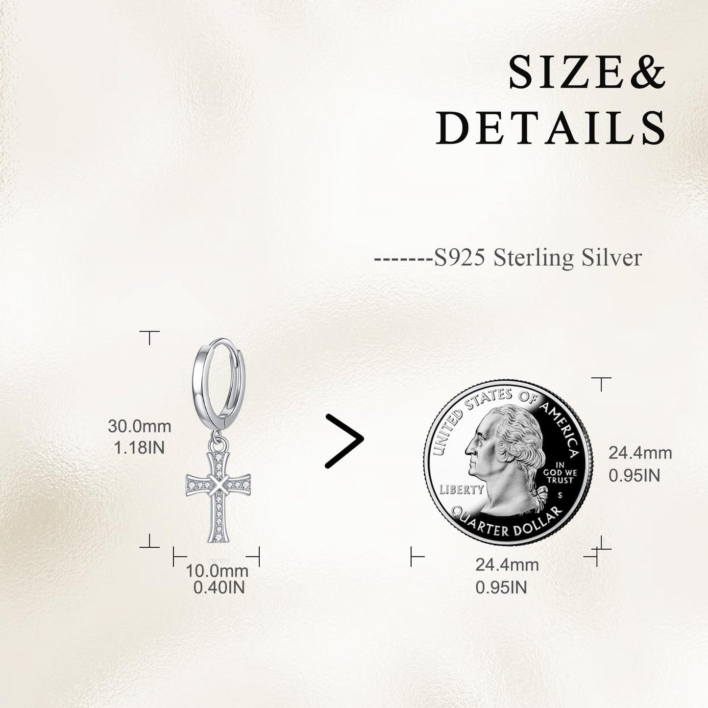 925 Sterling Silver Cross Hoop Earrings Dangle Drop Earrings Huggie Jewelry Birthday Gifts for Women (Cross Cubic Zirconia)