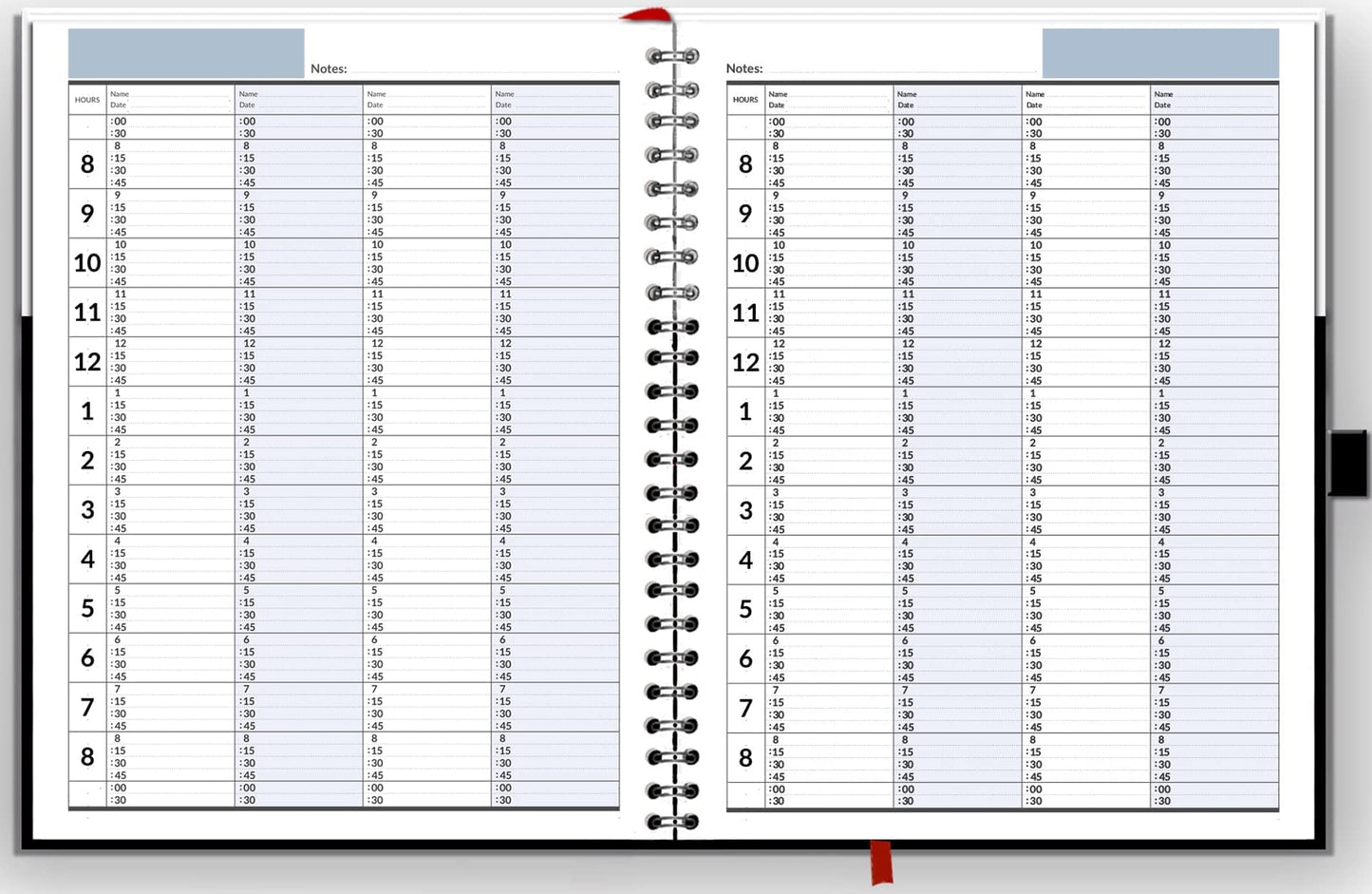 Business Appointment Book with 15-Minute Slots, Undated 2-Year Planner, Large Hardcover, Multiple Schedules, Daily/Hourly