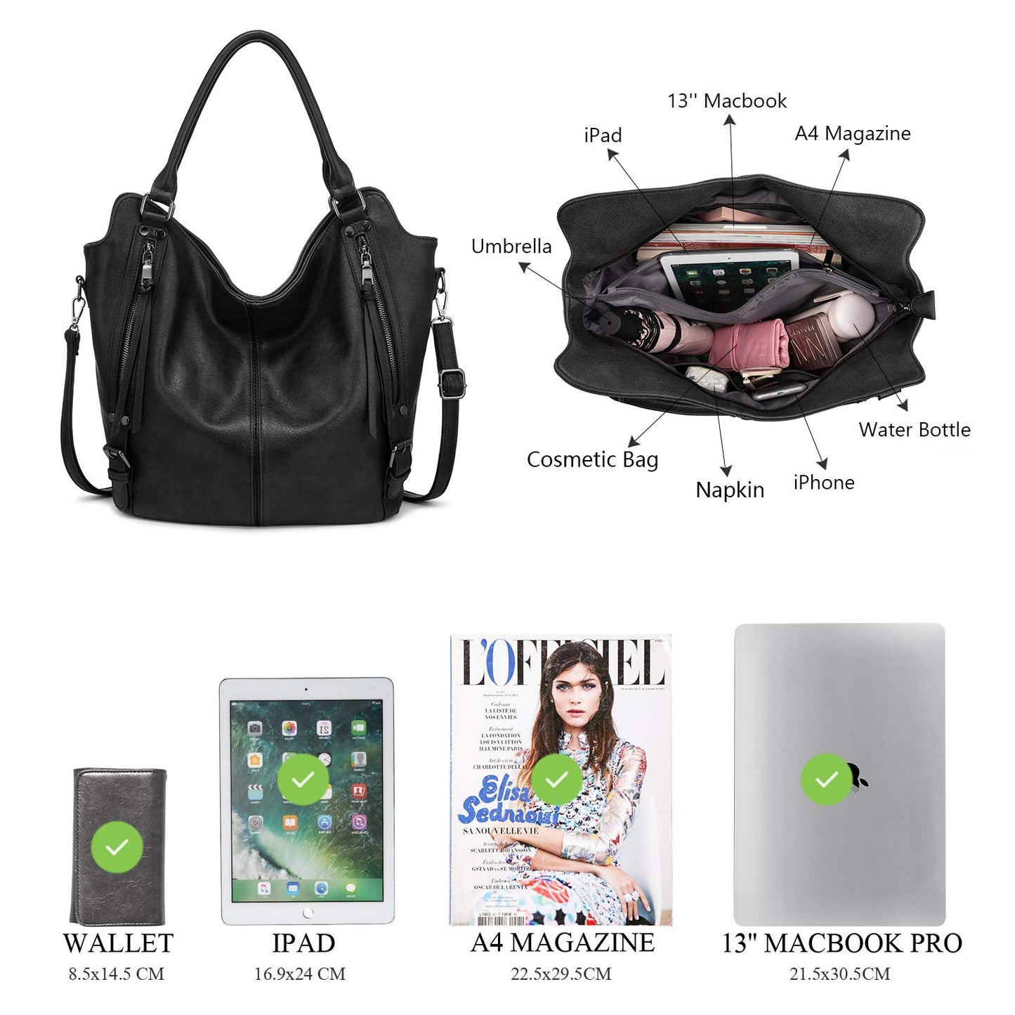Tote Bag for Women PU Leather Shoulder Bags Fashion Hobo Bags Large Purse and Handbags with Adjustable Shoulder Strap