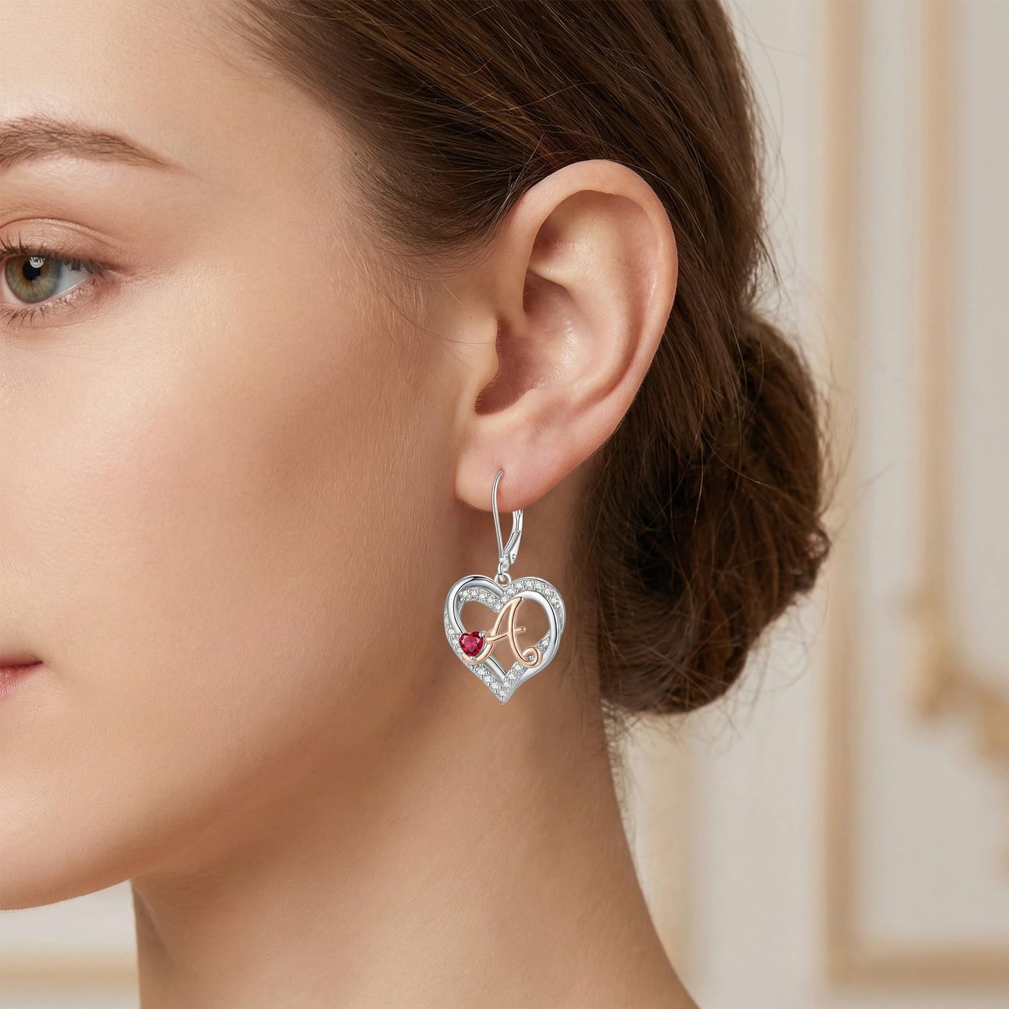 ZPMMPZ Initial Birthstone Earrings Intial Letter Dangle Drop Earrings Birthstone Jewelry Gifts for Women A & August