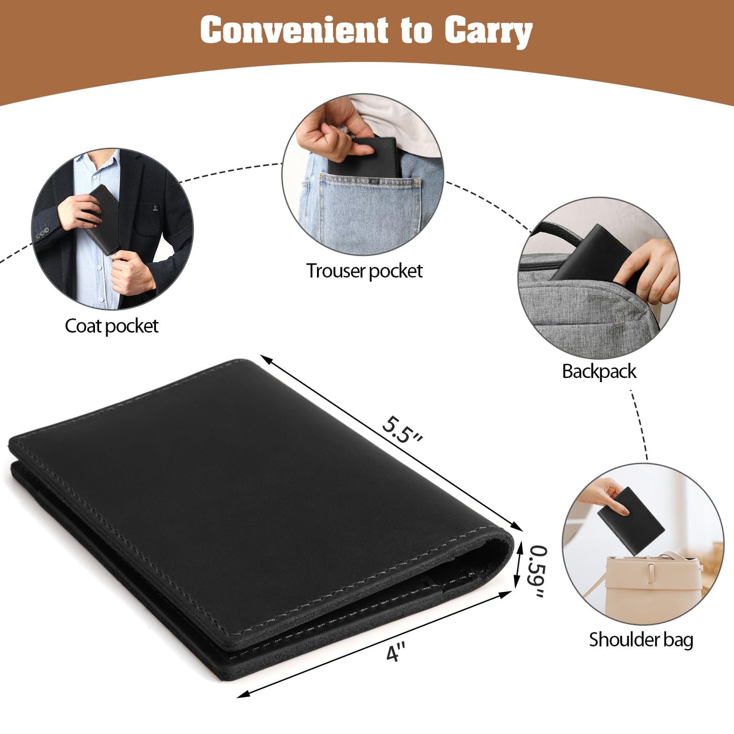 Jack&Chris Leather Passport Holder, Handmade Passport cover, Travel Wallet Cover Case for Men and Women, Leather Travel Documents Organizer Protector, JC107