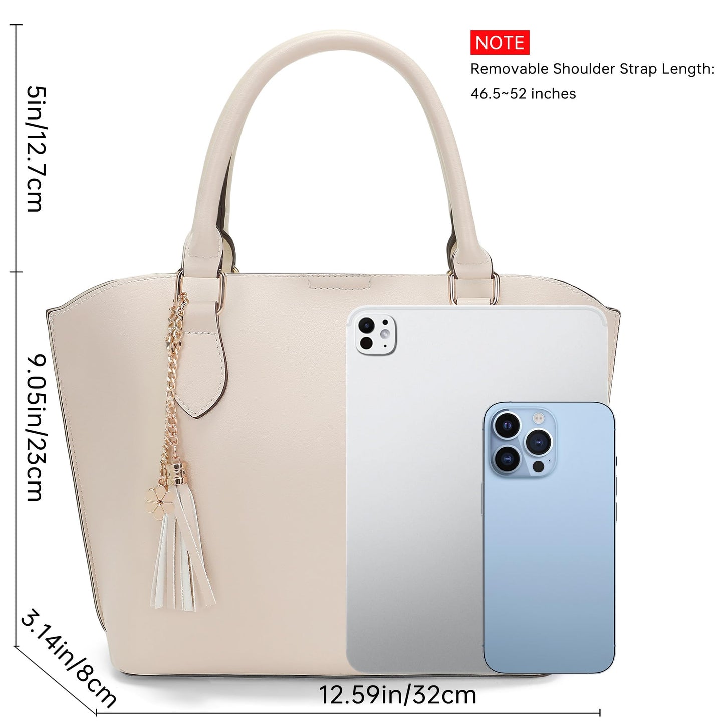 GEMIU Womens Purse Shoulder Bag Light Beige Top Handle Shoulder Bag Medium Purse With Detachable Crossbody Strap White