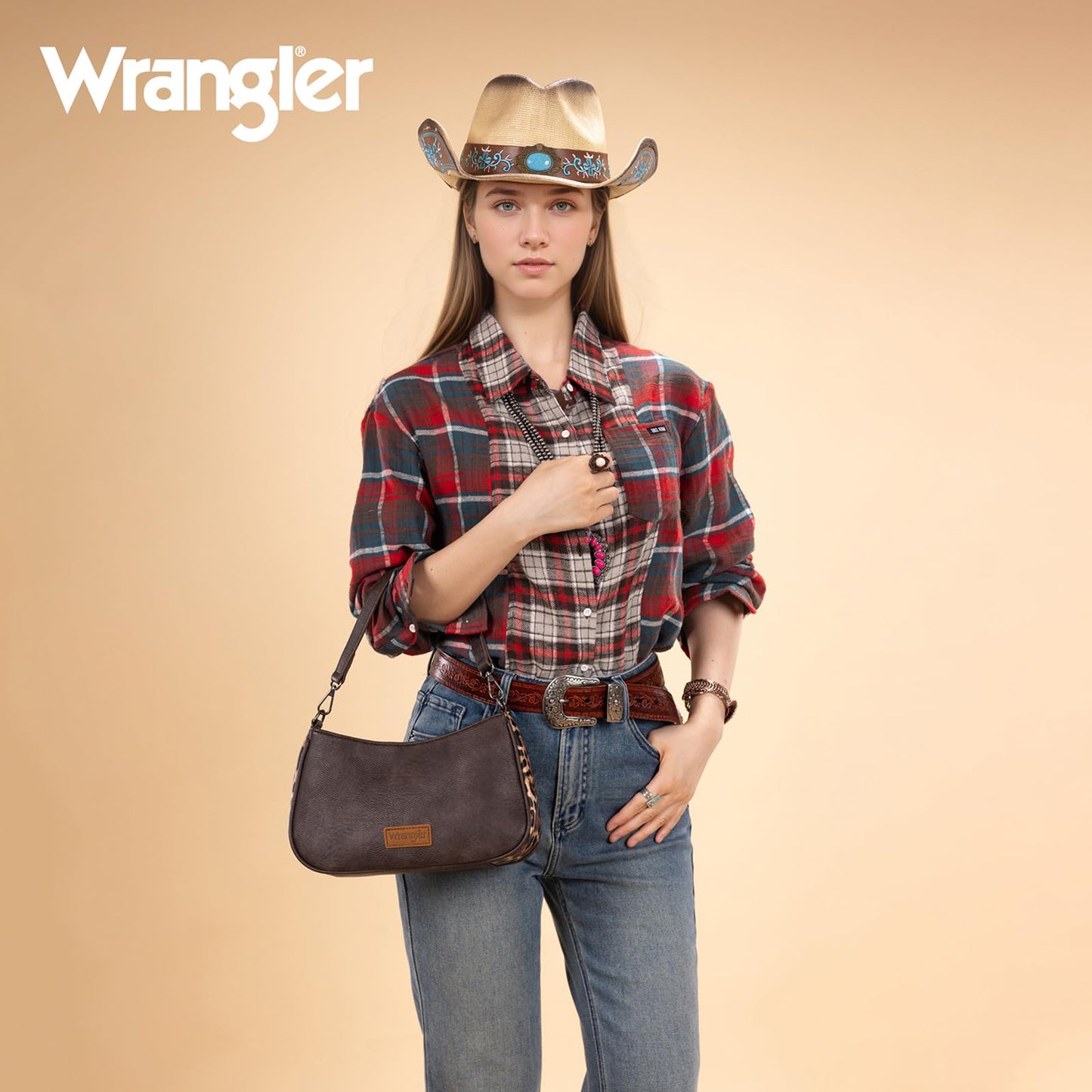 Wrangler Western Hobo Purse for Women Small Shoulder Bag Aztec Cute Mini Clutch Handbag Going Out Purse WG-HB-205-198-CF