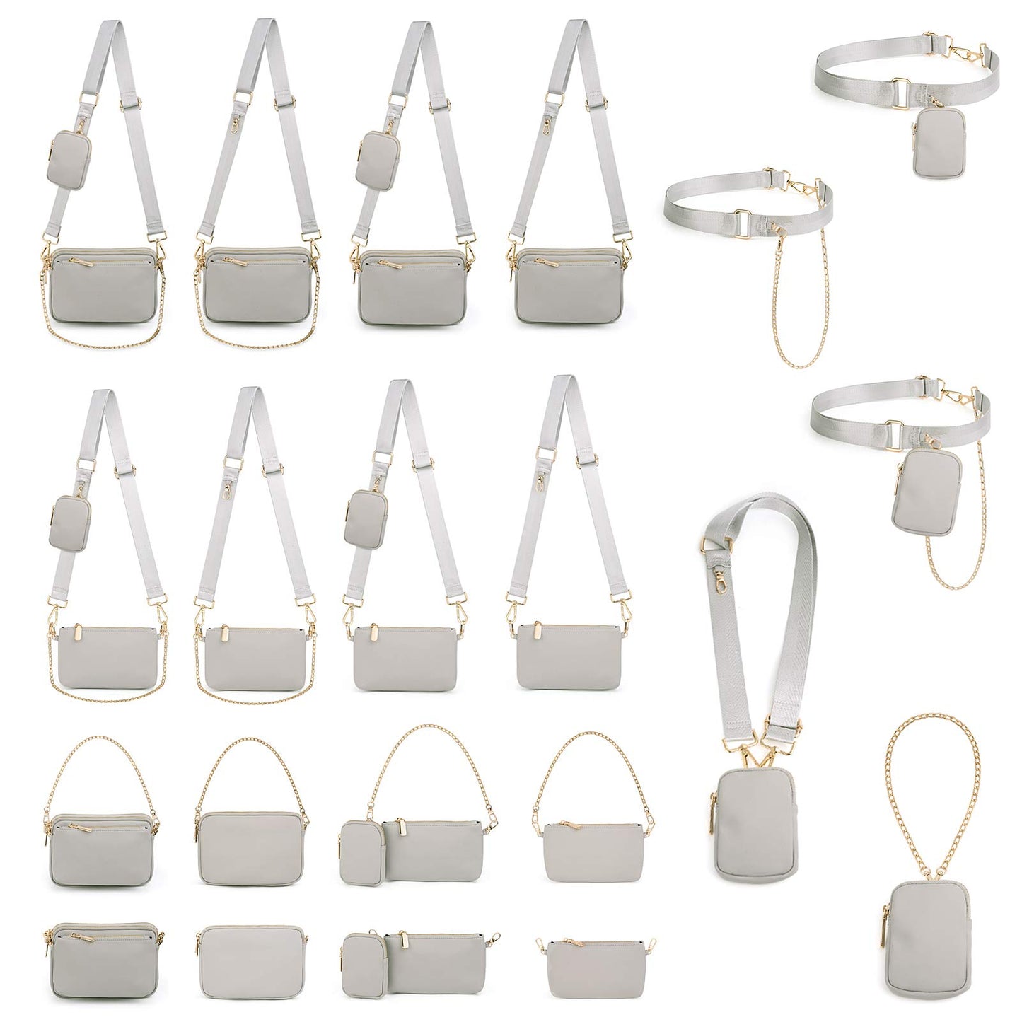 UTO Small Crossbody Bags for Women 3 in 1 Trendy Belt Purse Fashion Designer Mini Cute Sling Fanny Chest Pack