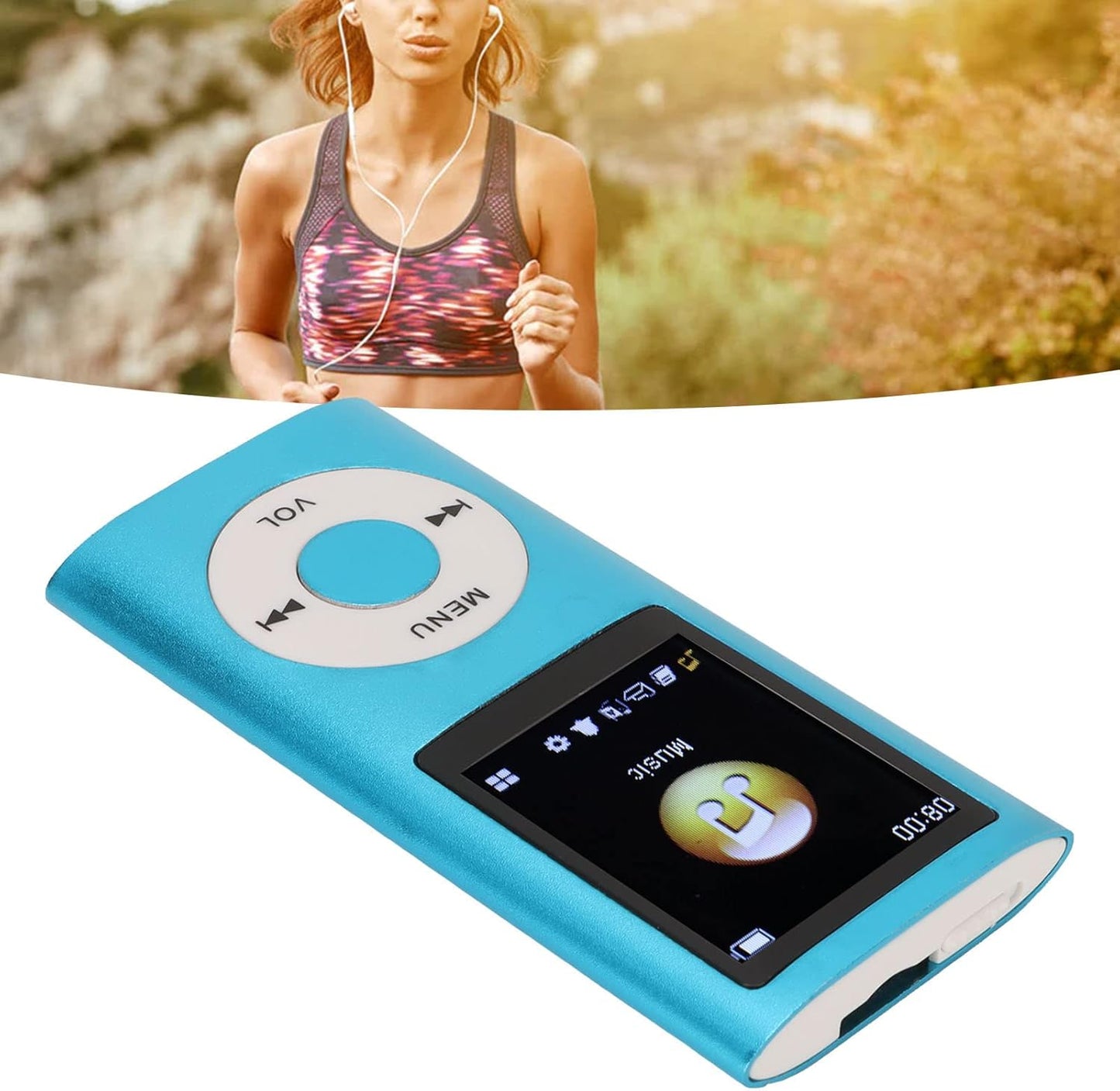 SUNGOOYUE MP3 1.8 Inch MP3 Player Stylish Multifunctional Lossless Sound Slim LCD Screen Portable Music Player (Blue)