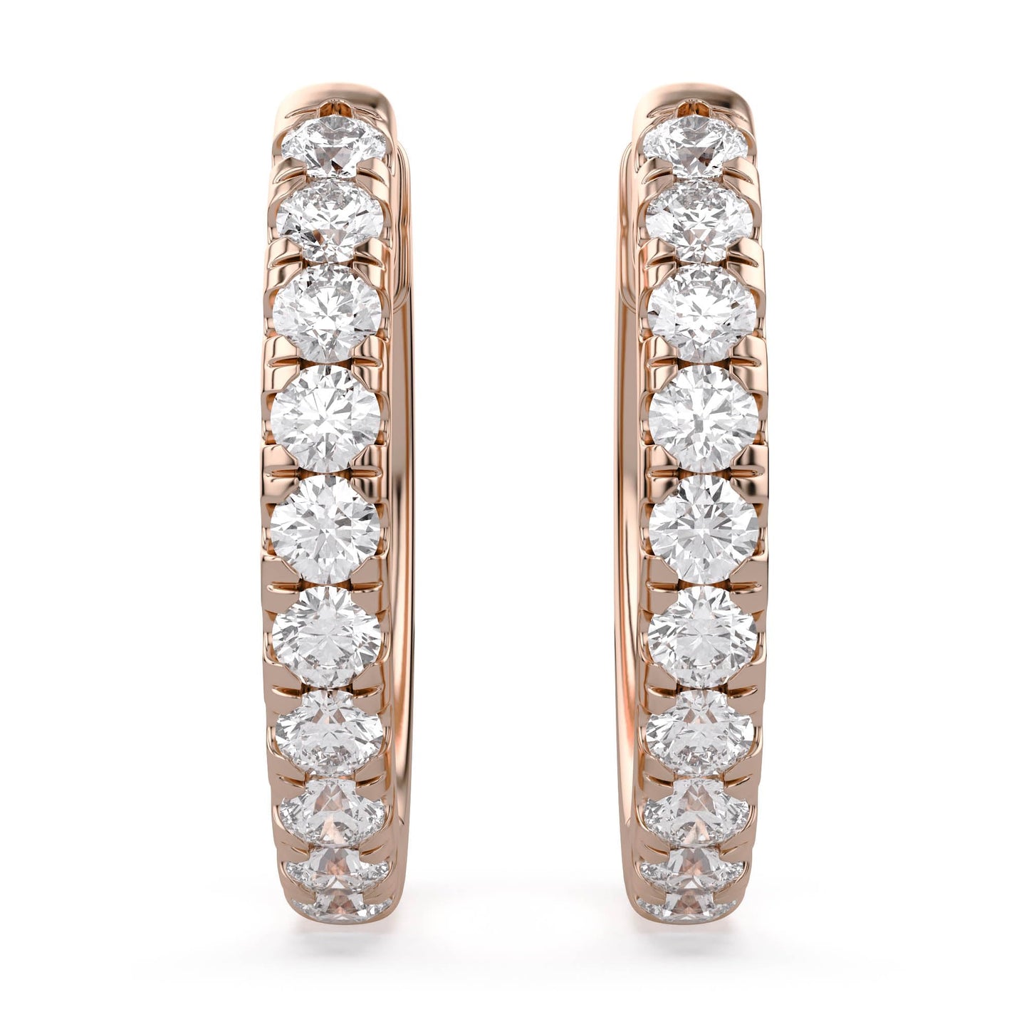 Huggie Hoop Earrings For Women, 1/4 Carat Round Shape Lab Grown Diamond Wedding Bridal Hoop Earrings In 14K Solid Rose Gold Jewelry for Her (0.25 Cttw)