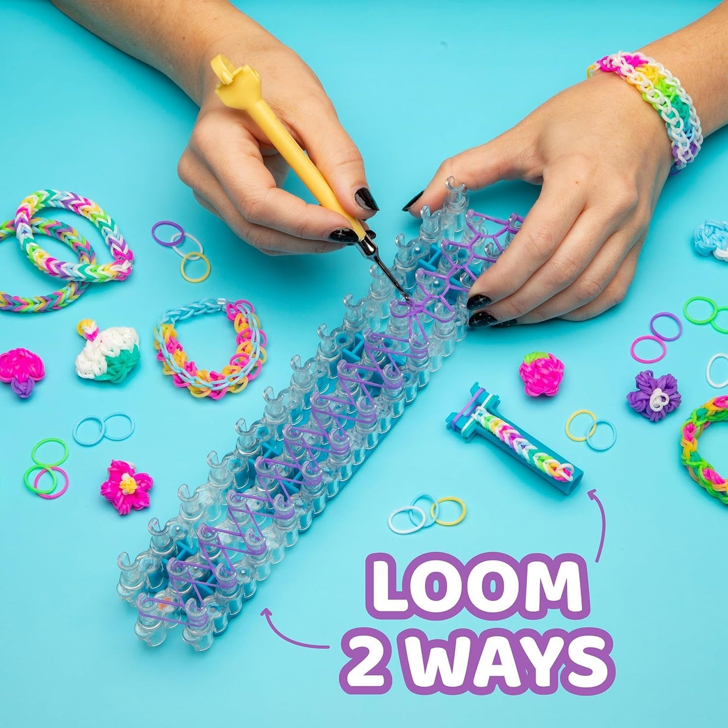 Rainbow Loom Original Rubber Band Bracelet Making Kit - 628 Pcs Loom Kit with Loom Board, Metal Hook, 600 Bands, C-Clips - Ages 7+, 2014 Toy of the Year