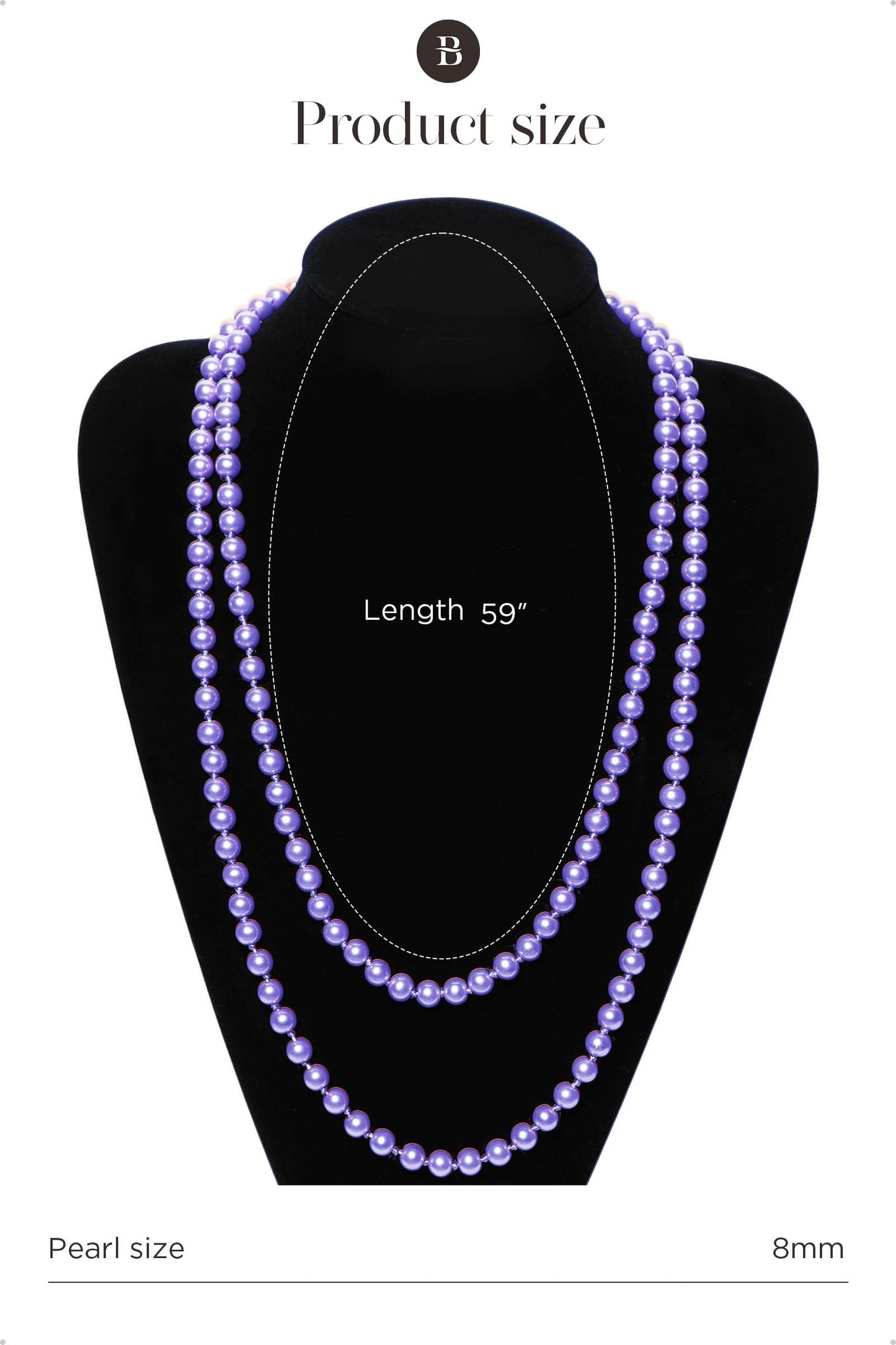 BABEYOND Long Pearl Necklace Faux Pearls Necklace Set Beaded Long Pearls Necklace 1920s Gatsby Costume Jewelry (Purple)