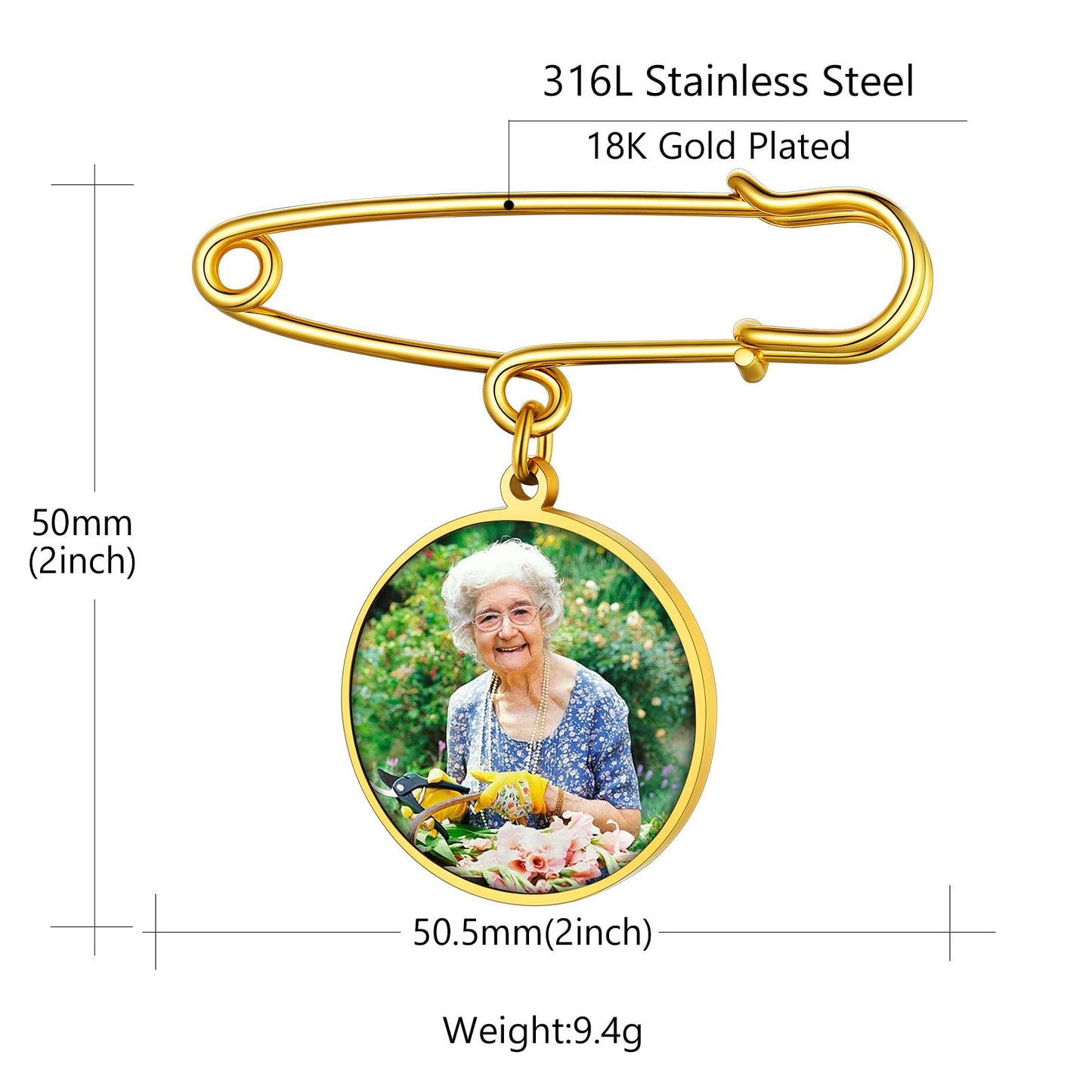 Custom4U Wedding Boutonniere Photo Charm Bouquet Pin Lapel Round Memorial Charms Funeral Boutonniere Mother of The Bride Groom Men Women