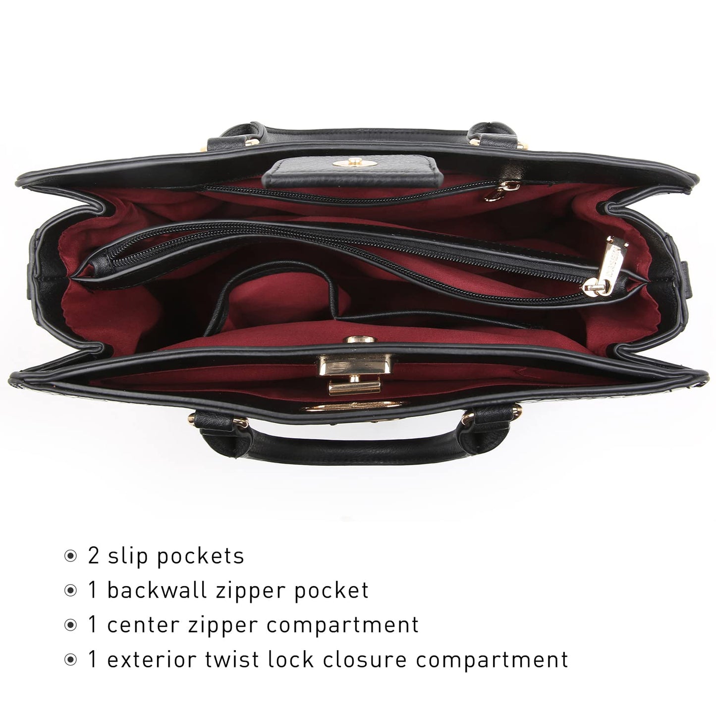 Dasein Women Handbags Purses Ladies Work Purse Satchel Tote Top Handle Shoulder Bags with Matching Clutch