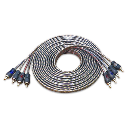 RCI417 100% 17ft 4 RECOIL Oxygen Free Copper Channel RCA Audio Cable Twisted Pair with Noise Reduction, Speaker