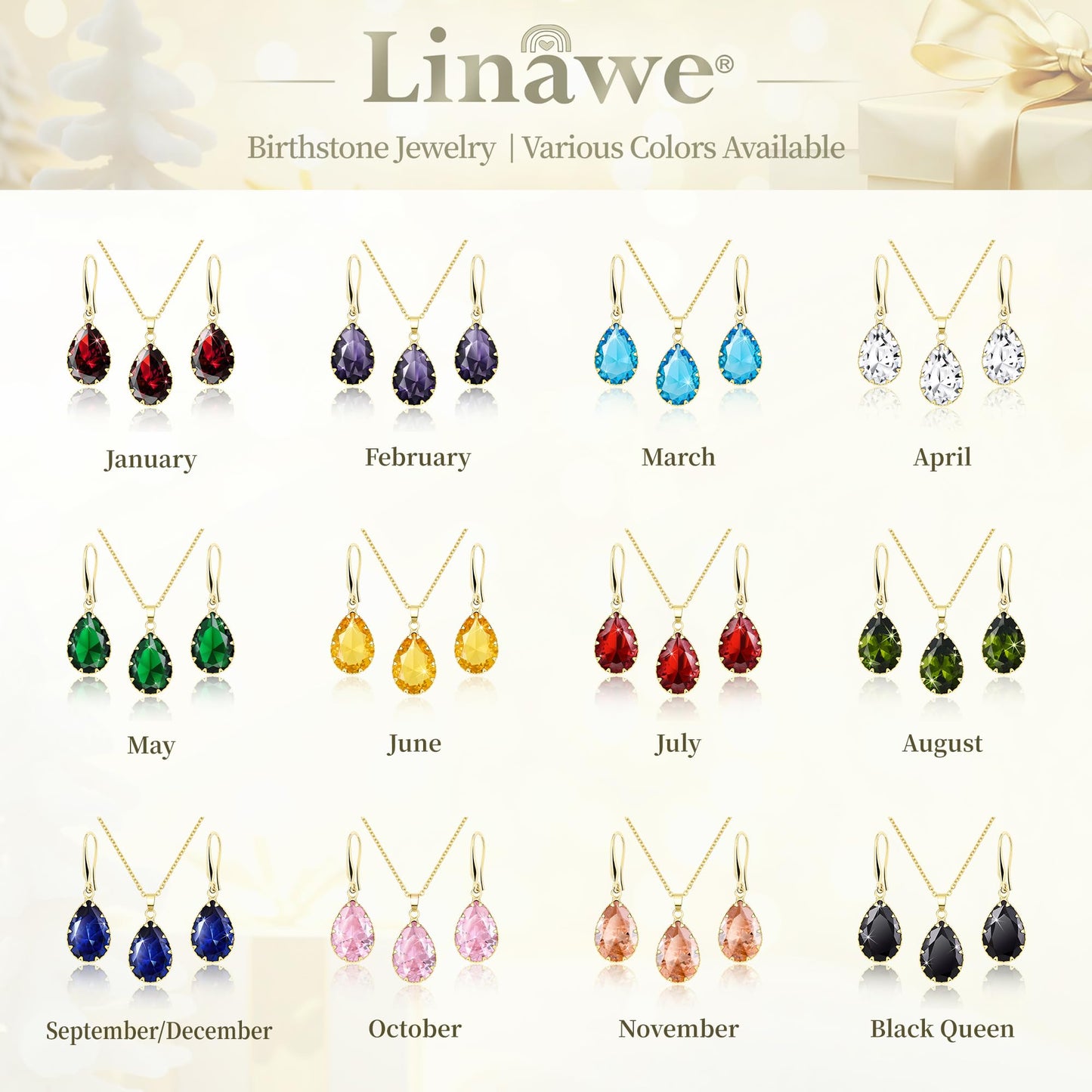 Linawe Emerald Crystal Jewelry Sets for Women, Gold Pendant Necklace Set, Green Imitation Diamond Drop Dangle Earrings Set, Boho Rhinestone Matching Jewelry for Wedding Bridal Bridesmaid