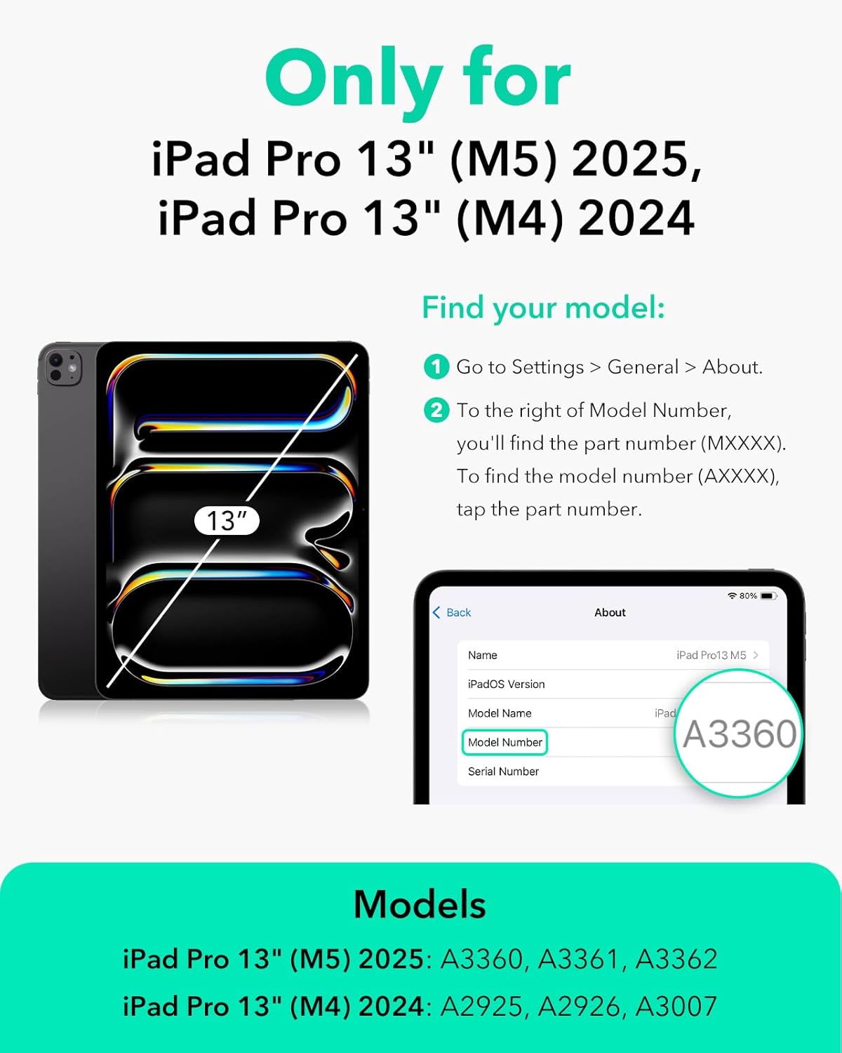 ESR 13 Inch (M5/M4) 2025/2024, for iPad Pro Case Powerful Magnetic Attachment, Slim Trifold Stand Case, Supports Pencil