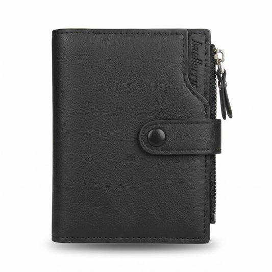 HAISHIDS Men's Trifold Nappa Leather Wallet, 15 Card Slots, RFID Protection, Portrait Format, Black