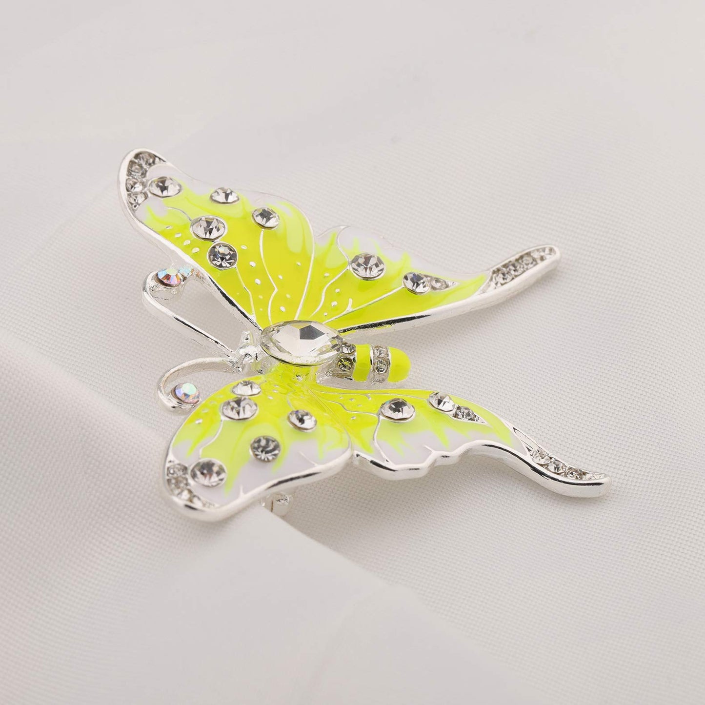 FEELMEM Crystal Rhinestone Butterfly Brooch Pin Blue Color Butterfly Brooches for For Women Wedding/Banquet/Birthday Party (yellow)