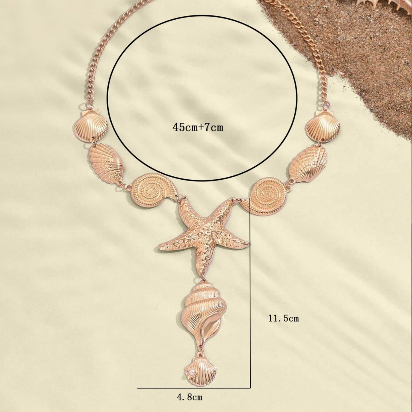 JAGWQRK Starfish Seashell Necklaces for Women Boho Y-Shaped Big Seashell Conch Pendant Necklace Statement Summer Beach Holiday Party Present Jewelry