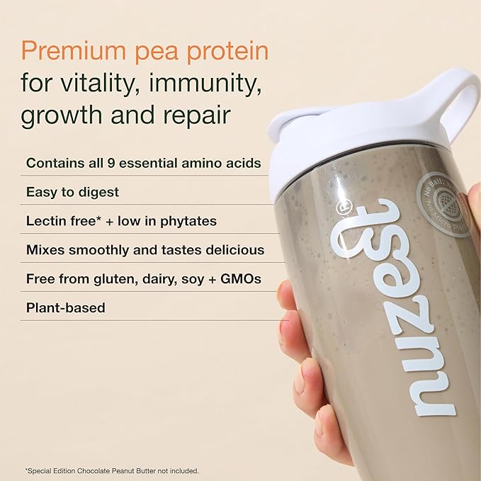 Nuzest - Pea Protein Powder - Clean Lean Protein, Premium Vegan Plant Based Protein Powder, Dairy Free, Gluten Free, GMO Free Protein Shake, Mocha, 8.8 oz