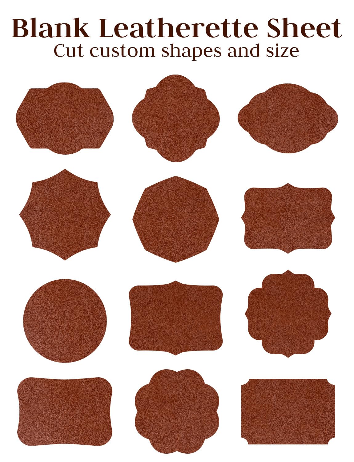 6 Pack Blank Leather Sheets for Laser Engraving, Iron On Leather Patches for Hats, Adhesive Faux Leather Repair Patches for Custom Design Sewing Craft Supplies (12.6 x 10.2 Inch), Brown