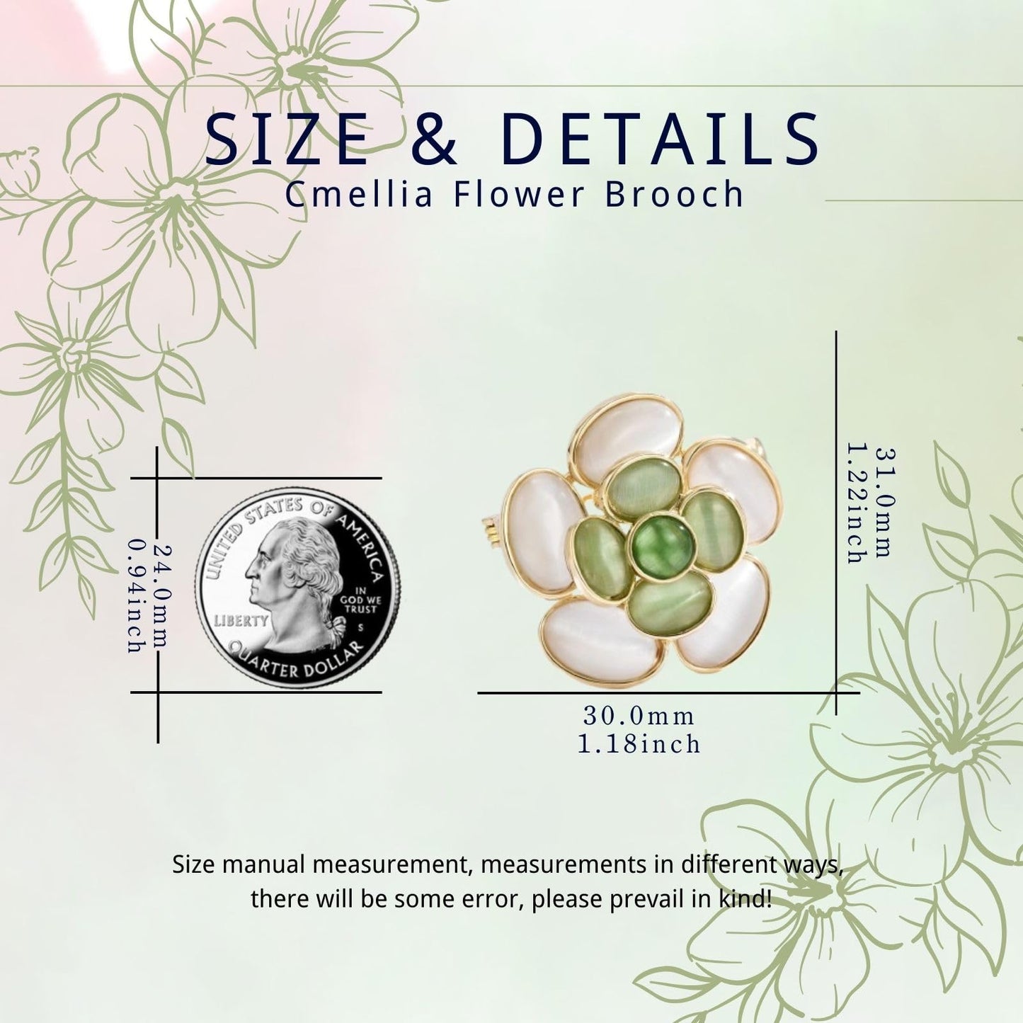 EMEGCY Camellia Brooch for Women Camellia Flower Brooch Pin 18K Gold-plated Flower Lapel Pin Jewelry Gifts for Mom Wife Birthday Valentine's Day