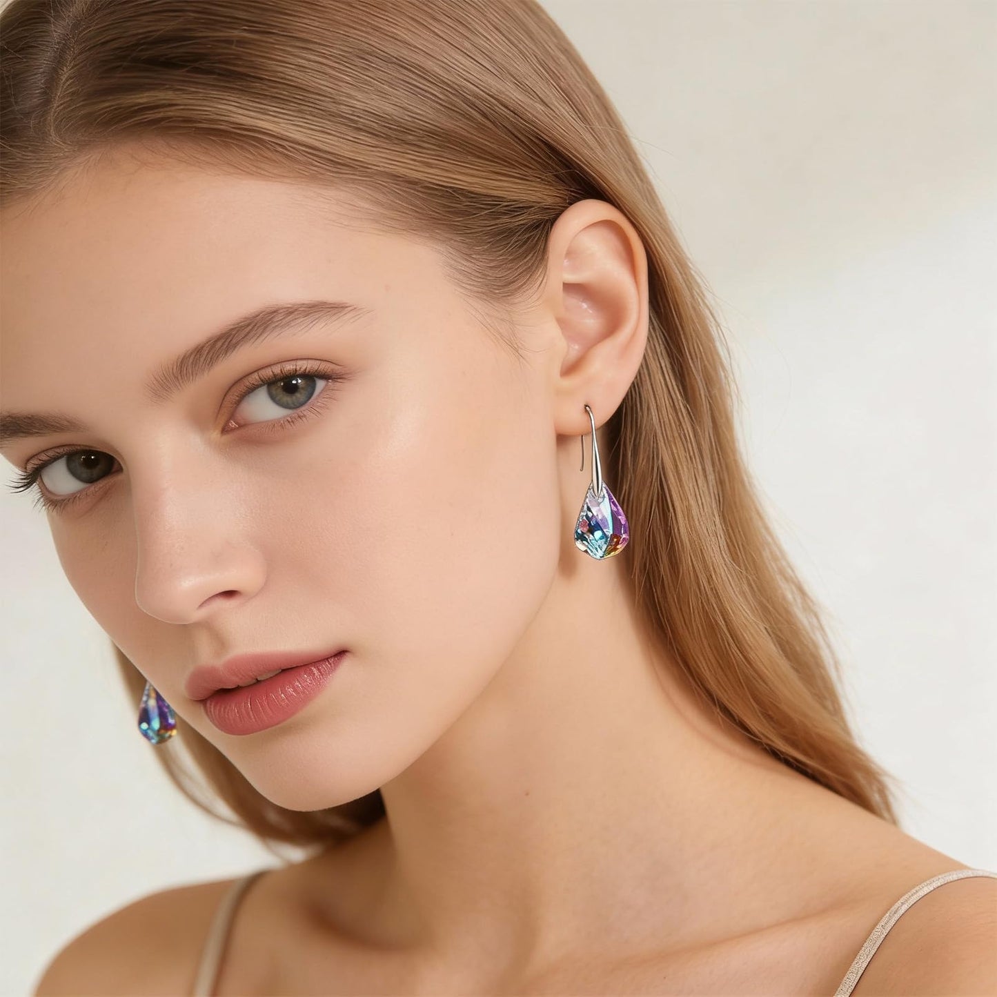 2Pcs Quartz Stone Earrings for Women Crystal Sparkling Dangle Earring Trendy Jewelry Birthday Gifts for Women