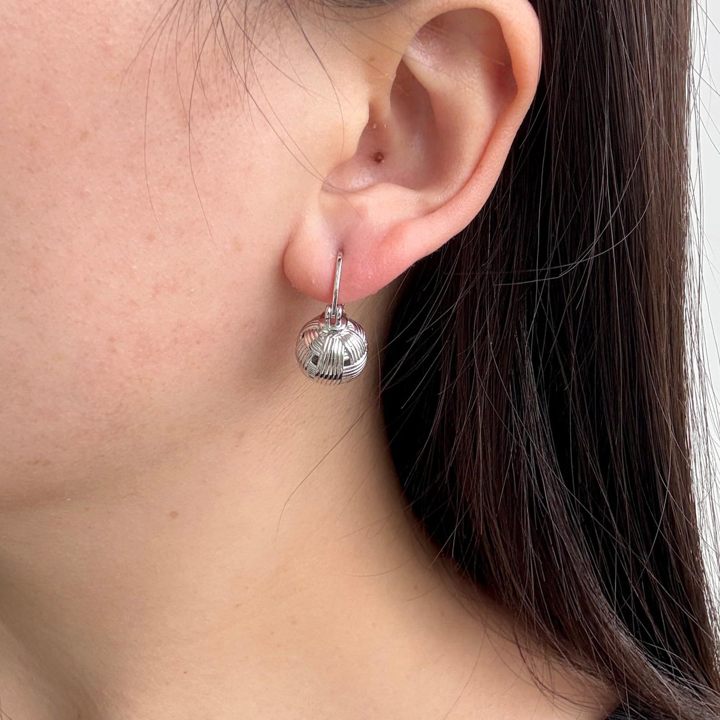 OwMell Elegant 925 Sterling Silver Pearl Drop Earrings Dangle Stud Silver Plated Earrings for Women Large Size 12mm - Weave Silver