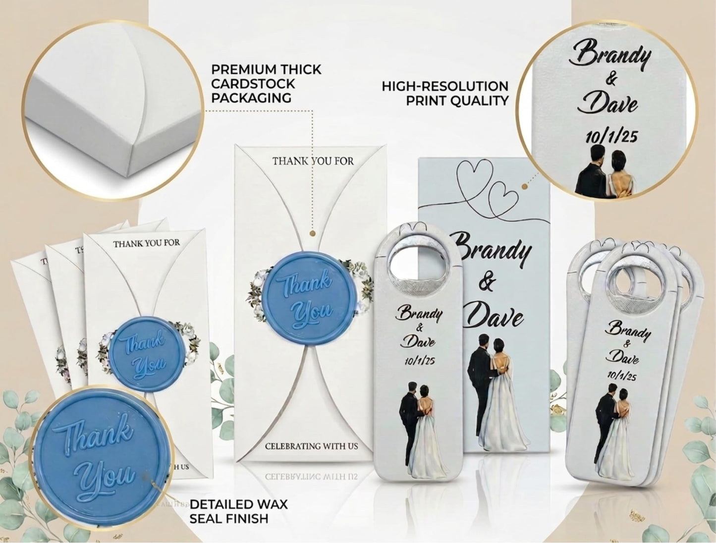 Wedding Bottle Opener Magnet Personalized Wedding Favors for Guests in Bulk, Custom Magnetic Bottle Opener Party Favor, Wedding Souvenirs Thank You Gift, Bridal Shower Favor (20-200 Pack)
