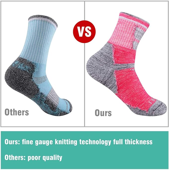 FEIDEER Women's Hiking Walking Socks, 4-Pack Outdoor Recreation Socks Wicking Cushion Crew Socks