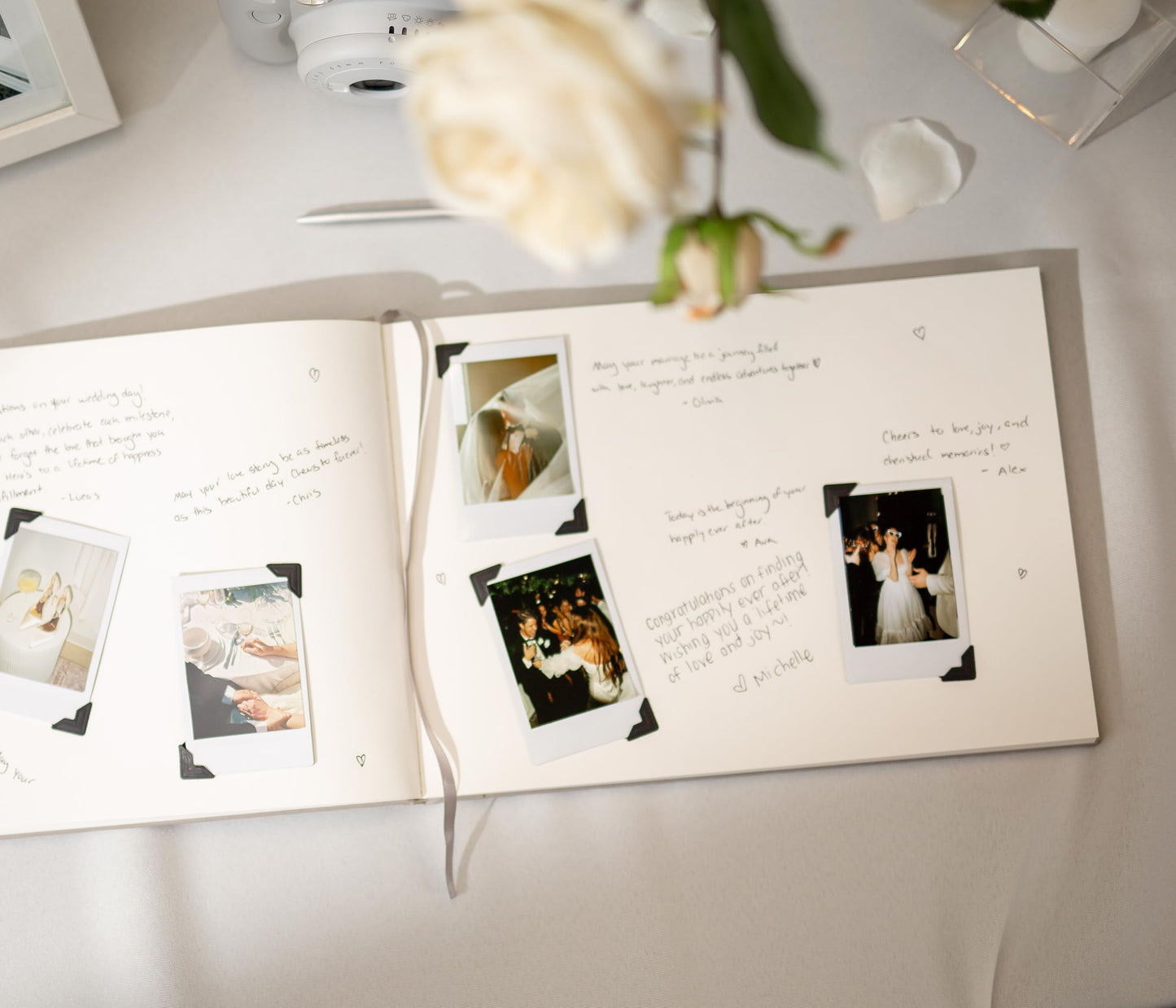 MUUJEE Personalized Guestbook in Charcoal - Premium Custom Modern Guest Book for Wedding Reception, Birthday Party or Events w/Bookmark Blank Pages for Signing 11.5 x 8.5 inches