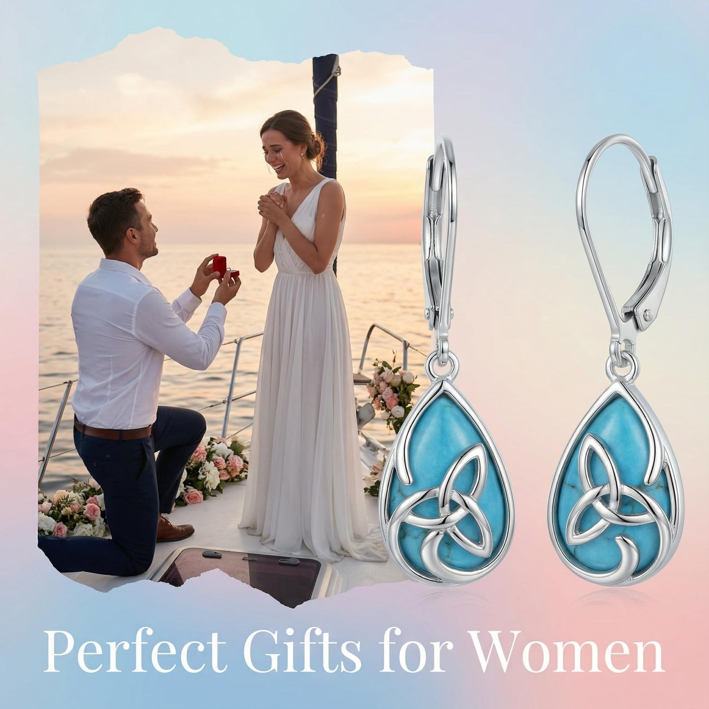 TIGER RIDER Celtic Knot Filigree Dangle Earrings 925 Sterling Silver Turquoise Earrings Birthday Jewelry Gifts for Women
