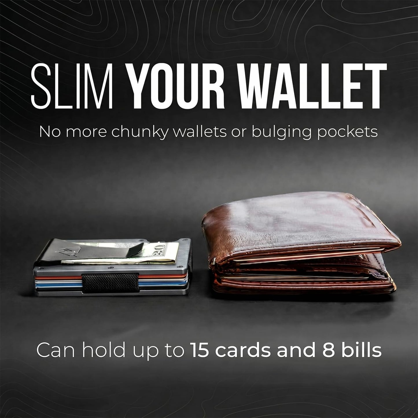 Mountain Voyage Co Minimalist Wallet for Men & Women - Slim RFID Wallet, Scratch Resistant, Credit Card Holder & Money Clip, Easily Removable Money & Cards, (Gunmetal Titanium)