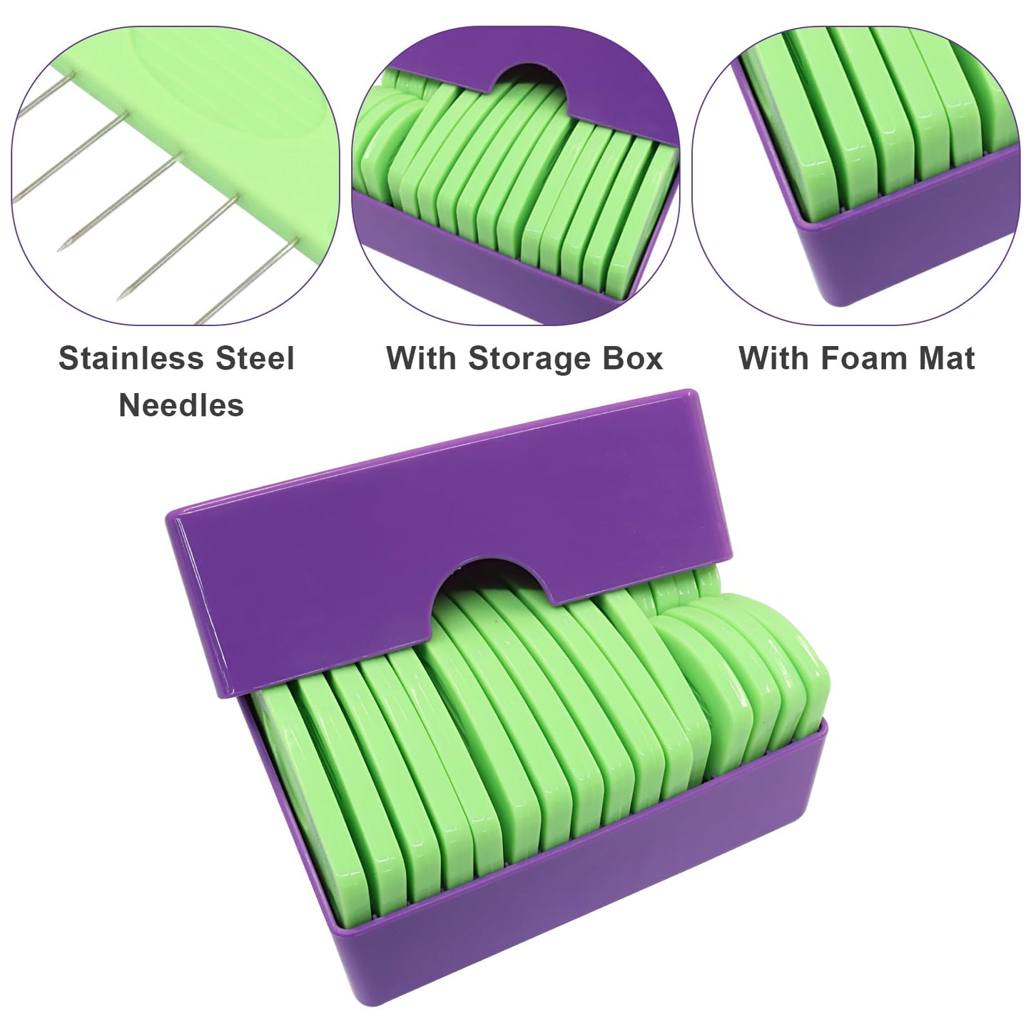 Verkelly 20 Pcs Knit Blocking Pins Combs Set - Knit Blockers Essential Blocking Tools for Knitting, Crochet, Lace, and Needlework Projects(Green)