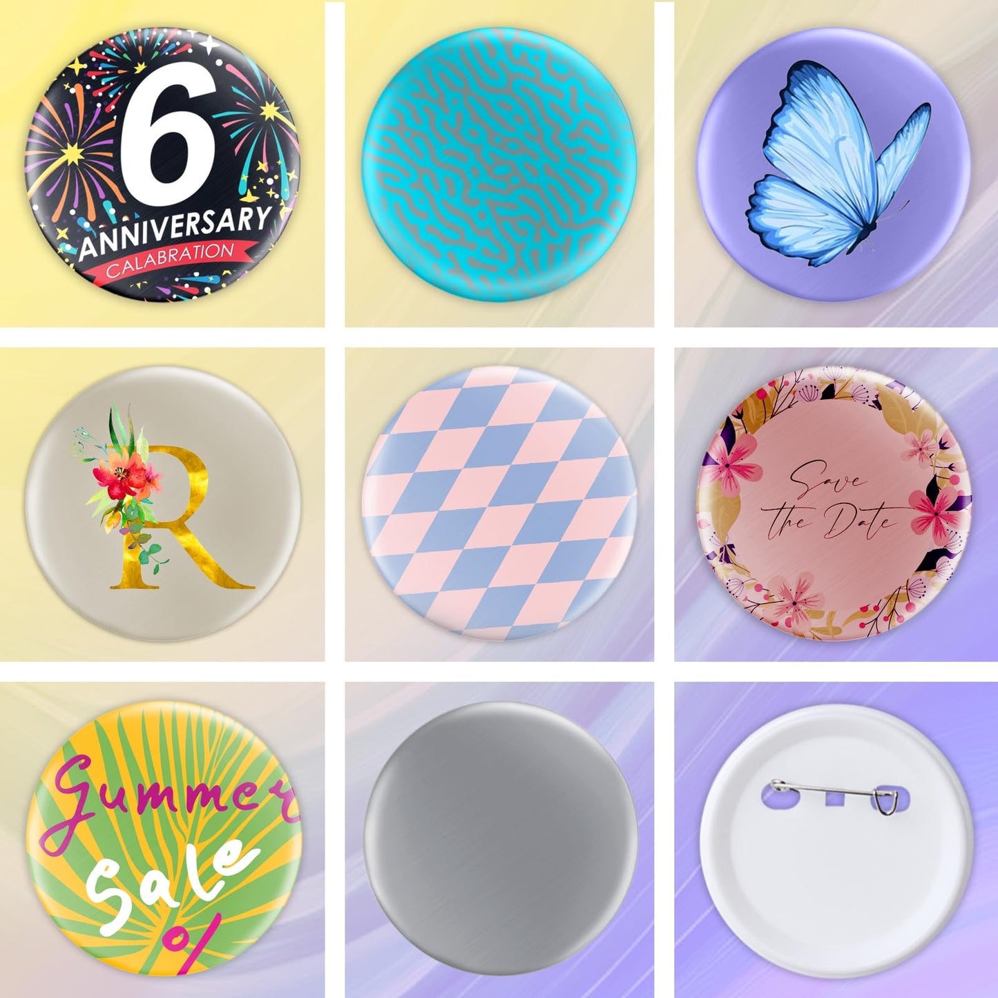 100 Sets 3 inch / 75mm Button Maker Supplies, Buttons Supplies for Custom Buttons & Badges, Metal Covers, Plastic Backs& Clear Film for Button Maker Machine, Badge Button Press