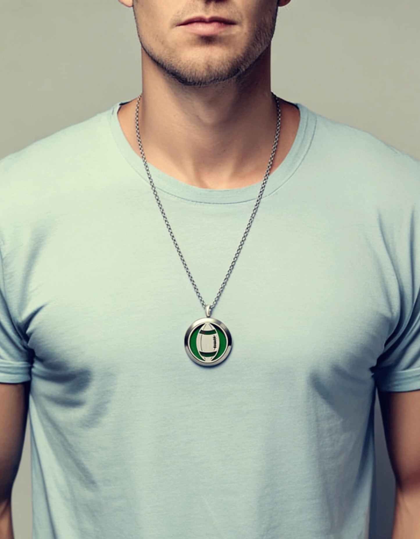 Popeoiuh Essential Oil Diffuser Necklace, Hypoallergenic Stainless Steel Aromatherapy American Football Locket Pendant Jewelry Sets Birthday Christmas Mother's Day Gift for Women Men Teen