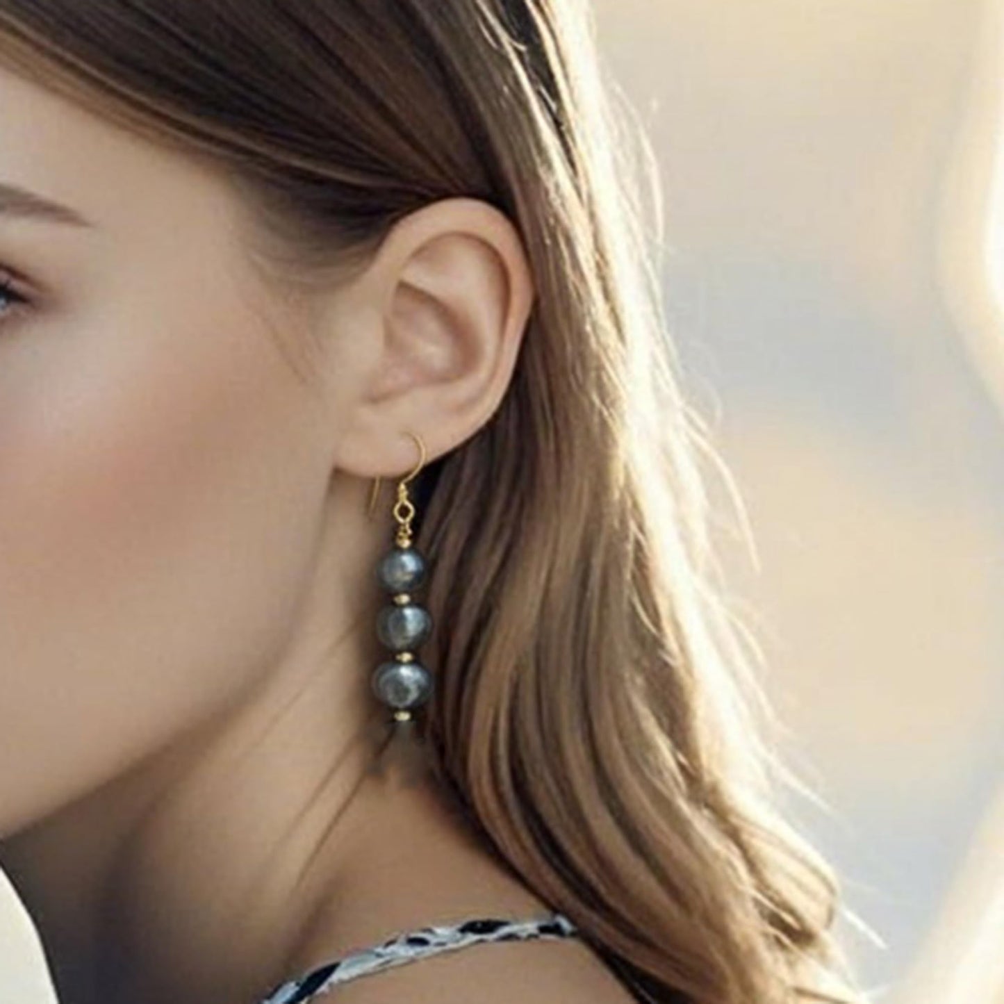 Handmade Tahitian Baroque Seawater Black Pearl Drop Earrings for Women , Black Pearls Dangle Earrings Hypoallergenic , Trendy Formal Jewelry Gifts for Wedding, Bridal & Special Occasion Valentines'day Mother's Day Back-to-school Gifts