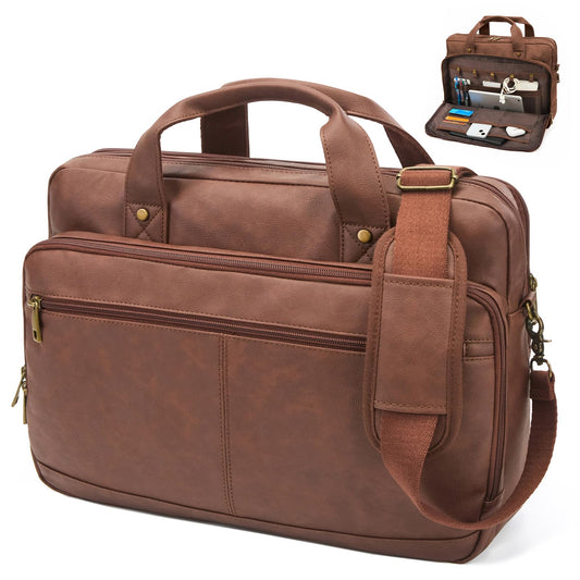 Briefcase for Men Leather Laptop Bag 16 Inch Messenger Bag Vintage Crossbody Laptop Computer Bag for Business,Work,Travel