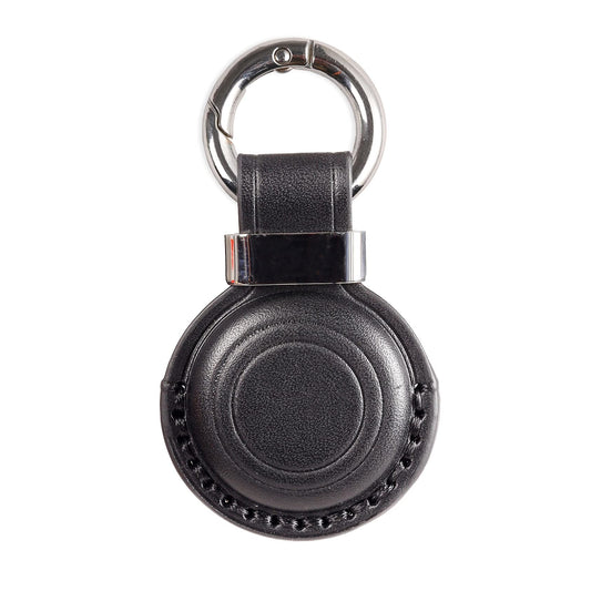 KEEPXYZ Genuine Leather Keychain Holder Compatible with Airtag, Secure for Air Tag Keychain Holder Case Cover Key Chain Ring Accessories - Black V2.0